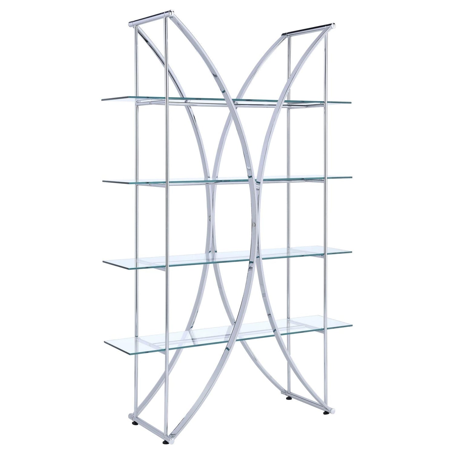 Larson Chrome/Clear 4-Tier Bookcase - 910050 - Bien Home Furniture & Electronics