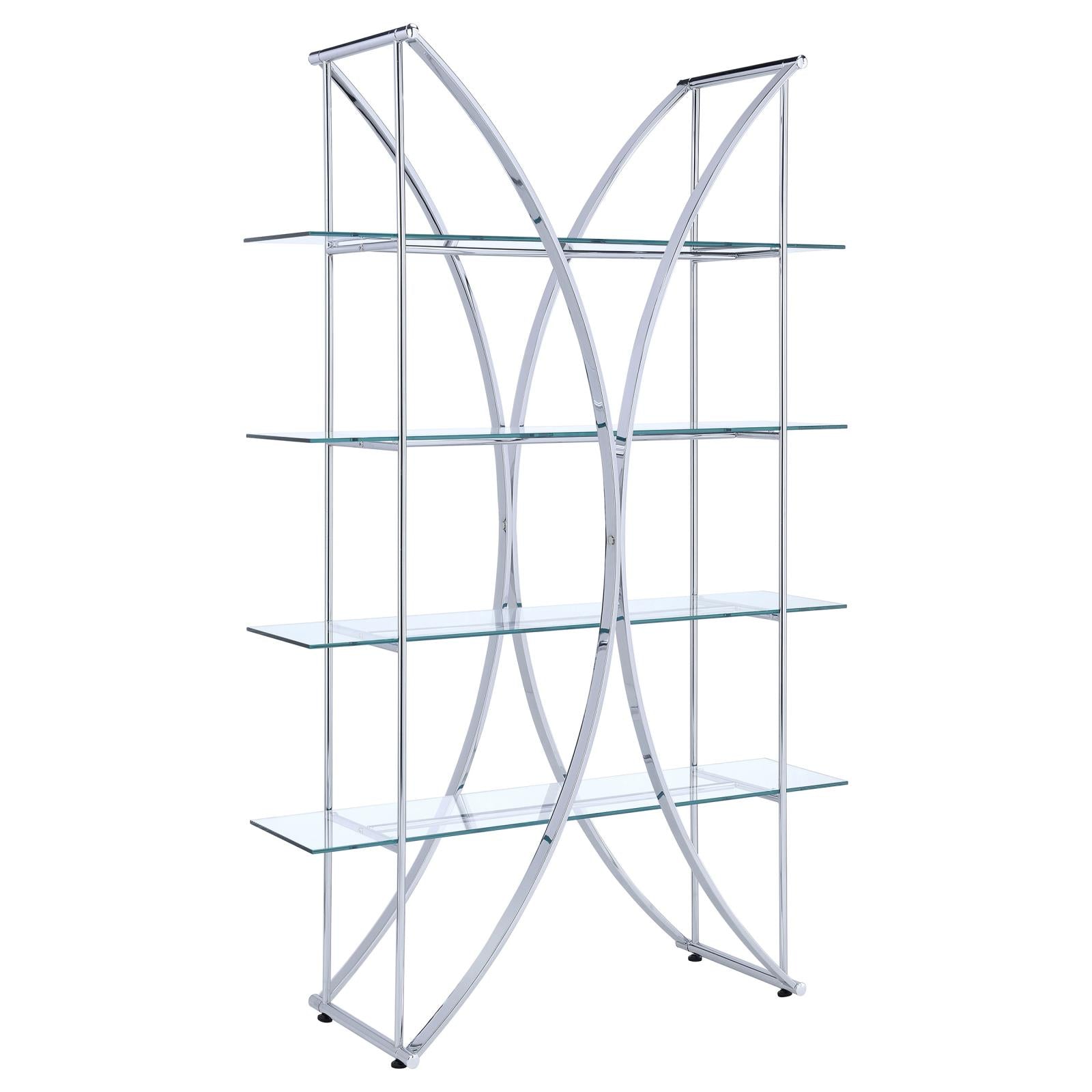 Larson Chrome/Clear 4-Tier Bookcase - 910050 - Bien Home Furniture & Electronics