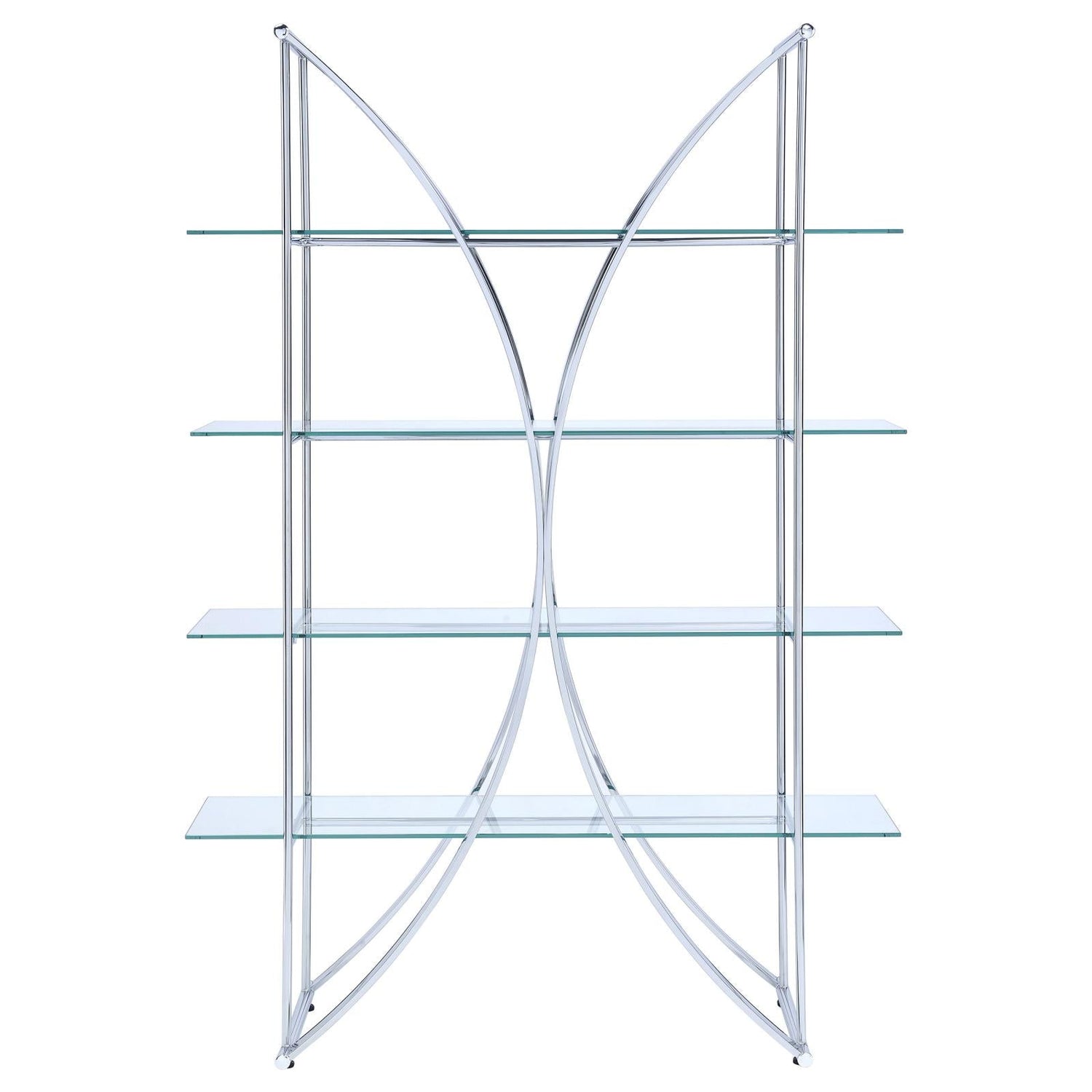 Larson Chrome/Clear 4-Tier Bookcase - 910050 - Bien Home Furniture & Electronics