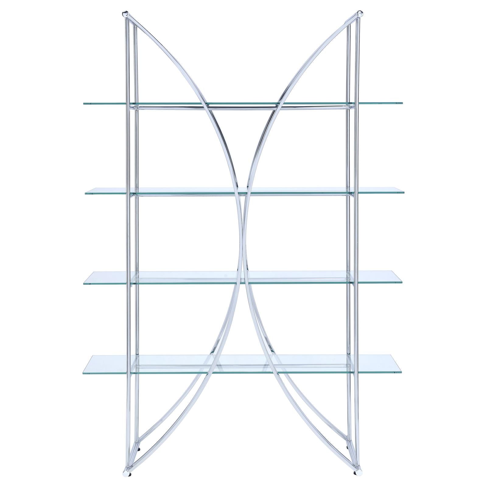 Larson Chrome/Clear 4-Tier Bookcase - 910050 - Bien Home Furniture & Electronics