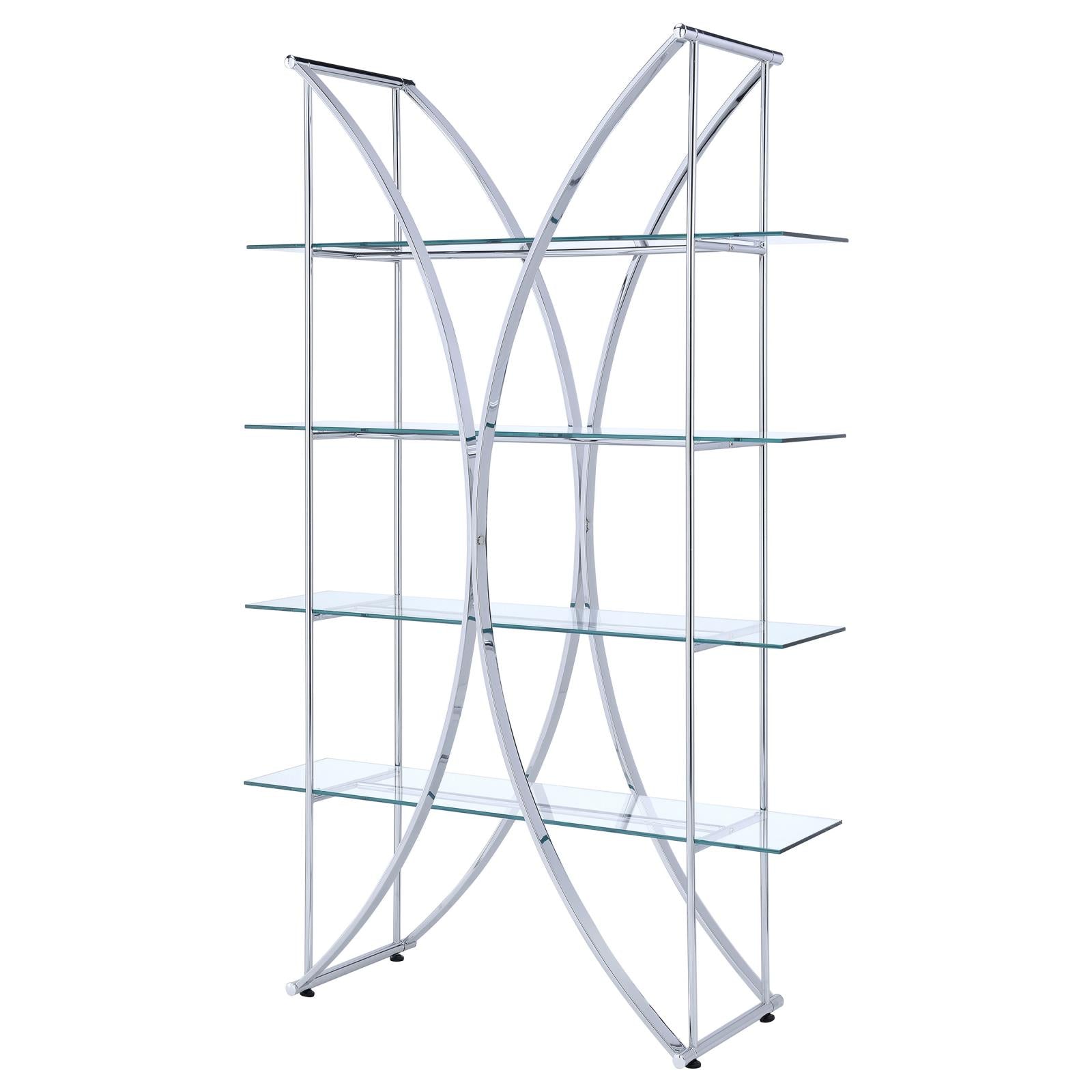 Larson Chrome/Clear 4-Tier Bookcase - 910050 - Bien Home Furniture & Electronics