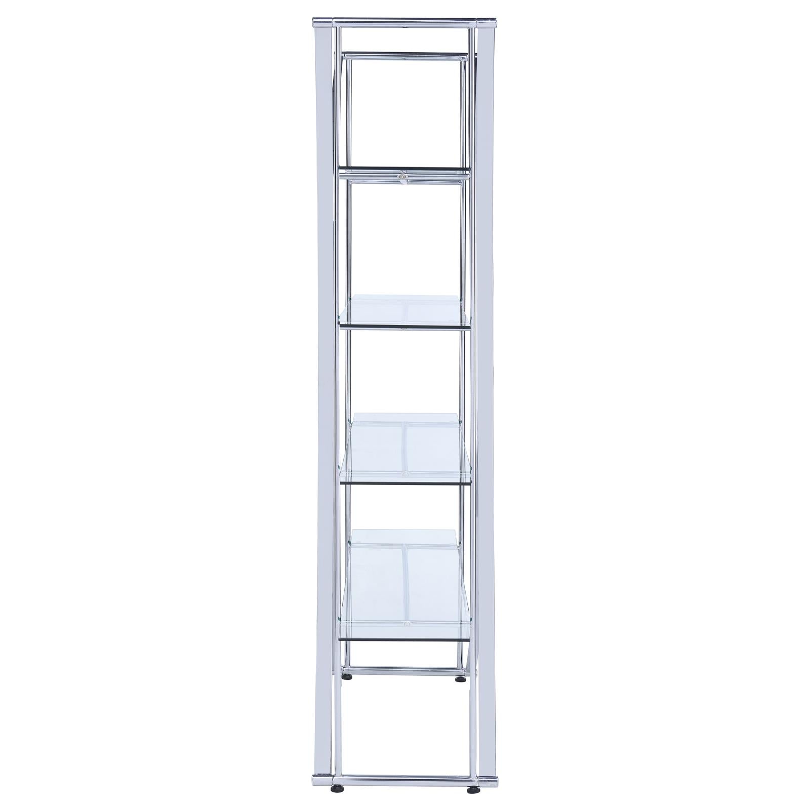 Larson Chrome/Clear 4-Tier Bookcase - 910050 - Bien Home Furniture & Electronics