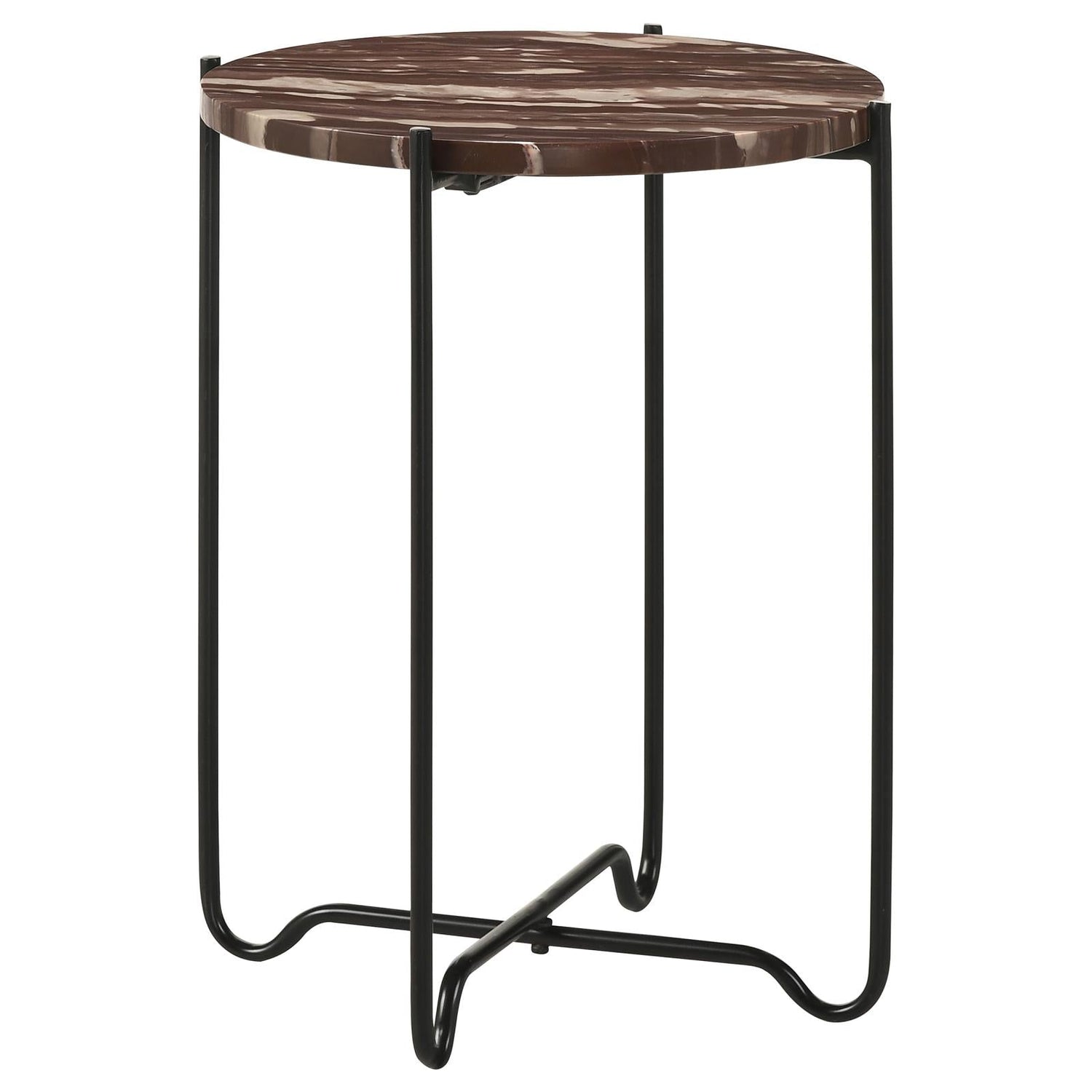 Latifa Red/Black Round Accent Table with Marble Top - 936010 - Bien Home Furniture & Electronics