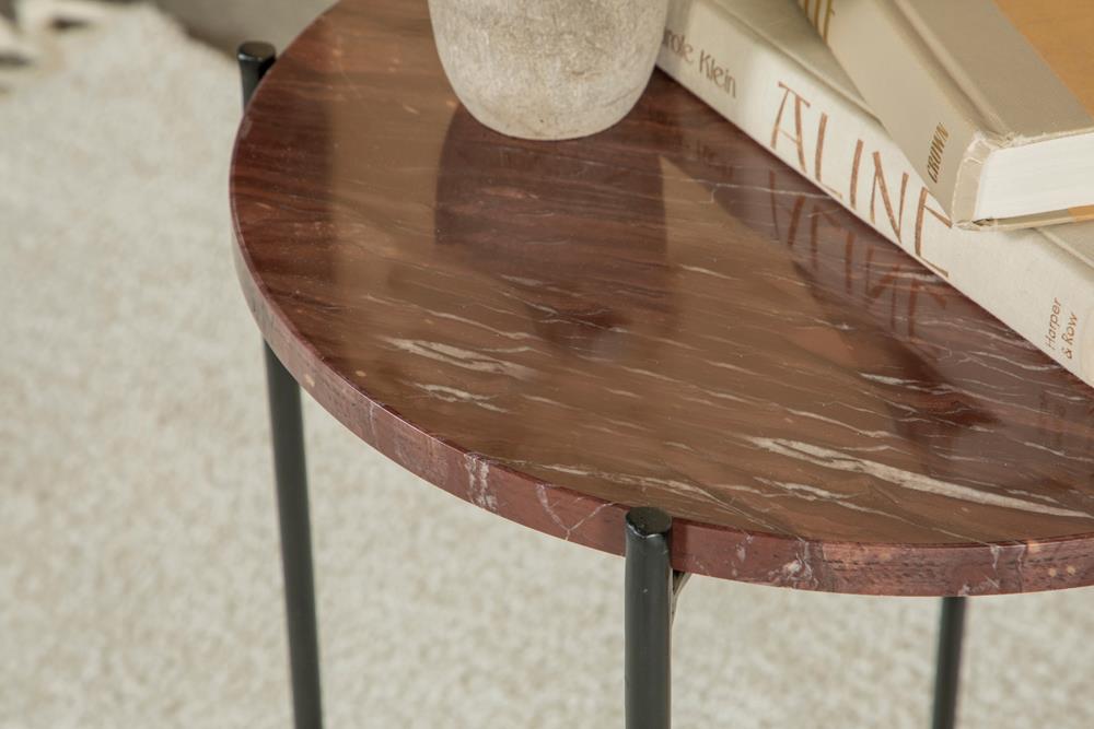 Latifa Red/Black Round Accent Table with Marble Top - 936010 - Bien Home Furniture & Electronics