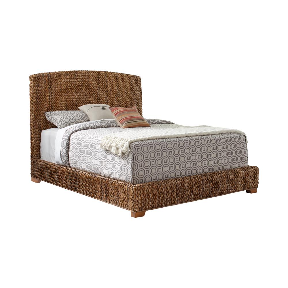 Laughton Eastern King Hand-Woven Banana Leaf Bed Amber - 300501KE - Bien Home Furniture & Electronics