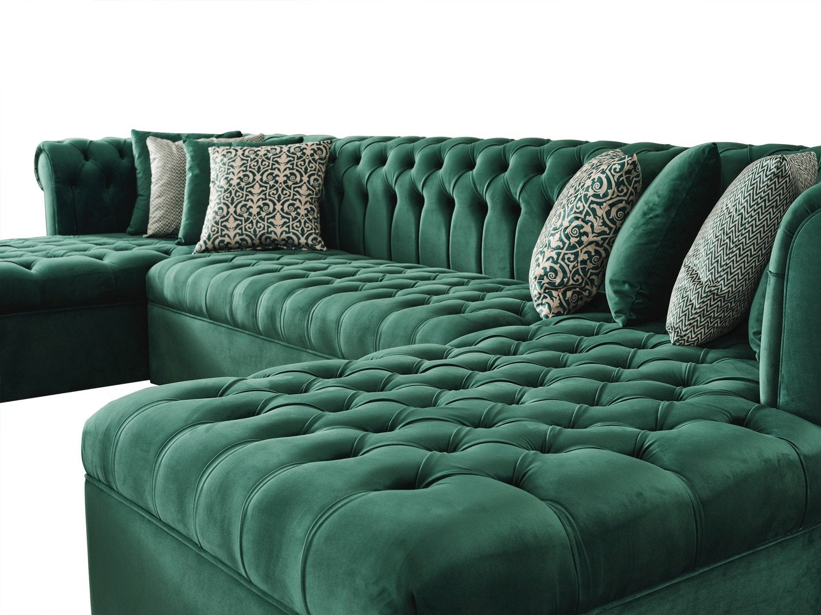 Lauren Green Velvet Double Chaise Sectional - LAURENGREEN-SEC - Bien Home Furniture & Electronics