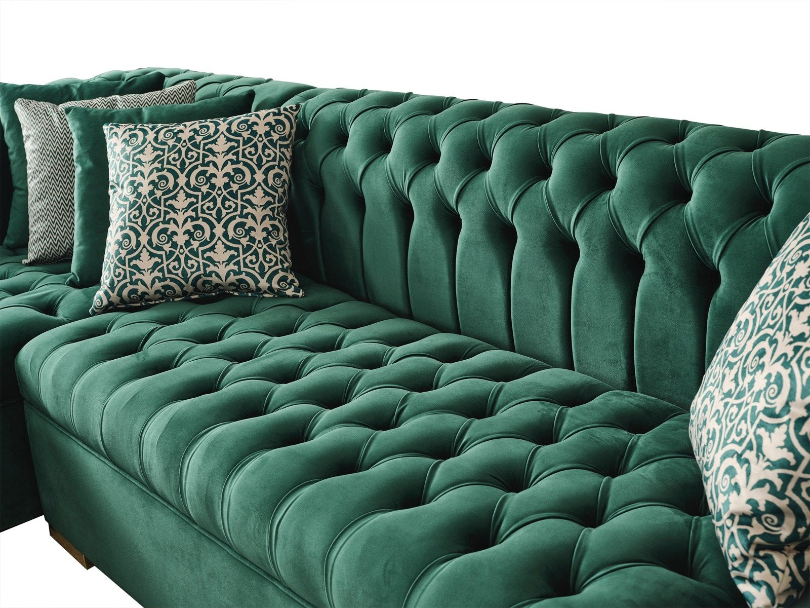 Lauren Green Velvet Double Chaise Sectional - LAURENGREEN-SEC - Bien Home Furniture & Electronics