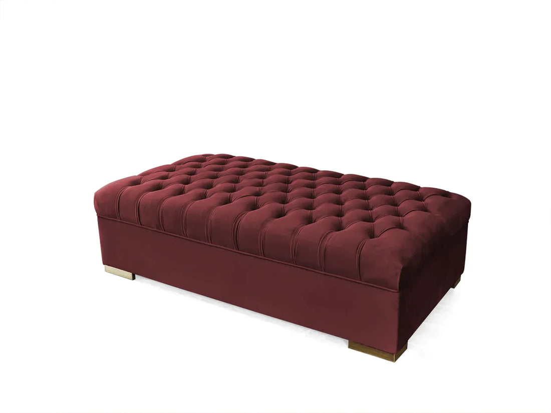 Lauren Maroon Velvet Oversized Ottoman - LAURENMAROON-OTT - Bien Home Furniture &amp; Electronics