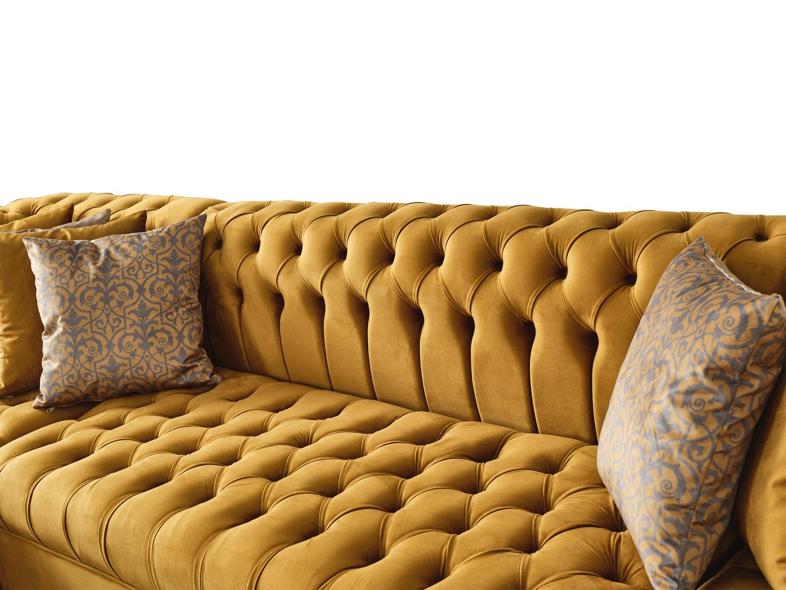 Lauren Mustard Velvet Double Chaise Sectional - LAURENMUSTARD-SEC - Bien Home Furniture & Electronics