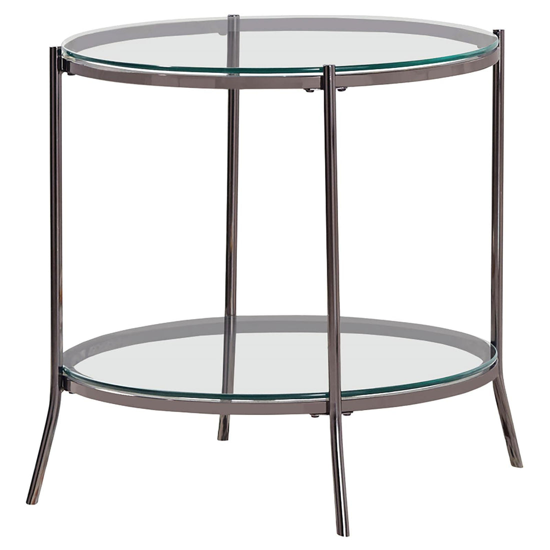Laurie Round Glass Top End Table Black Nickel/Clear - 723267 - Bien Home Furniture &amp; Electronics