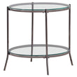 Laurie Round Glass Top End Table Black Nickel/Clear - 723267 - Bien Home Furniture & Electronics