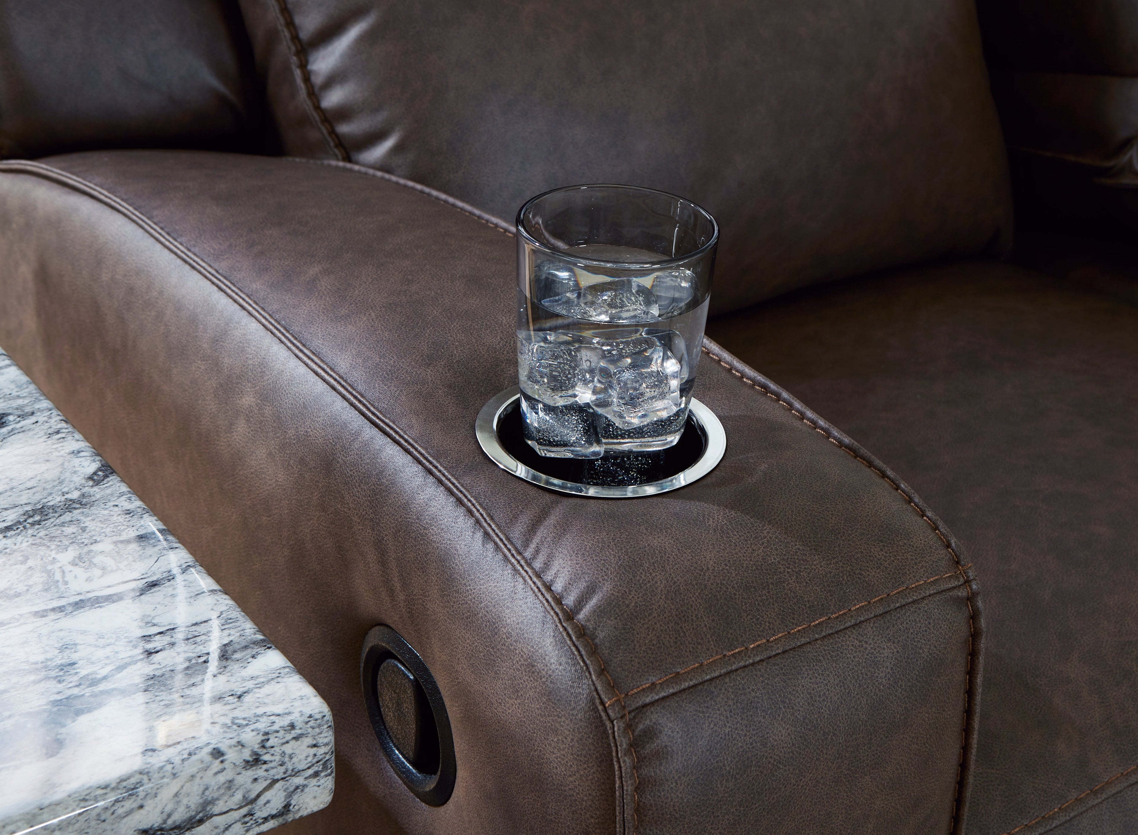 Lavenhorne Granite Reclining Sofa with Drop Down Table - 6330689 - Bien Home Furniture & Electronics