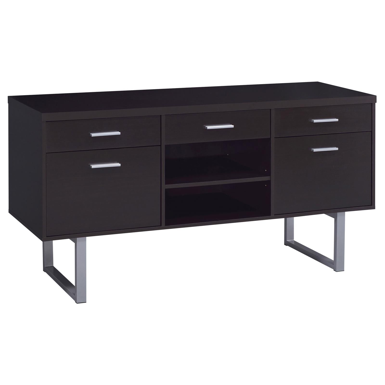 Lawtey Cappuccino 5-Drawer Credenza with Adjustable Shelf - 801522 - Bien Home Furniture & Electronics