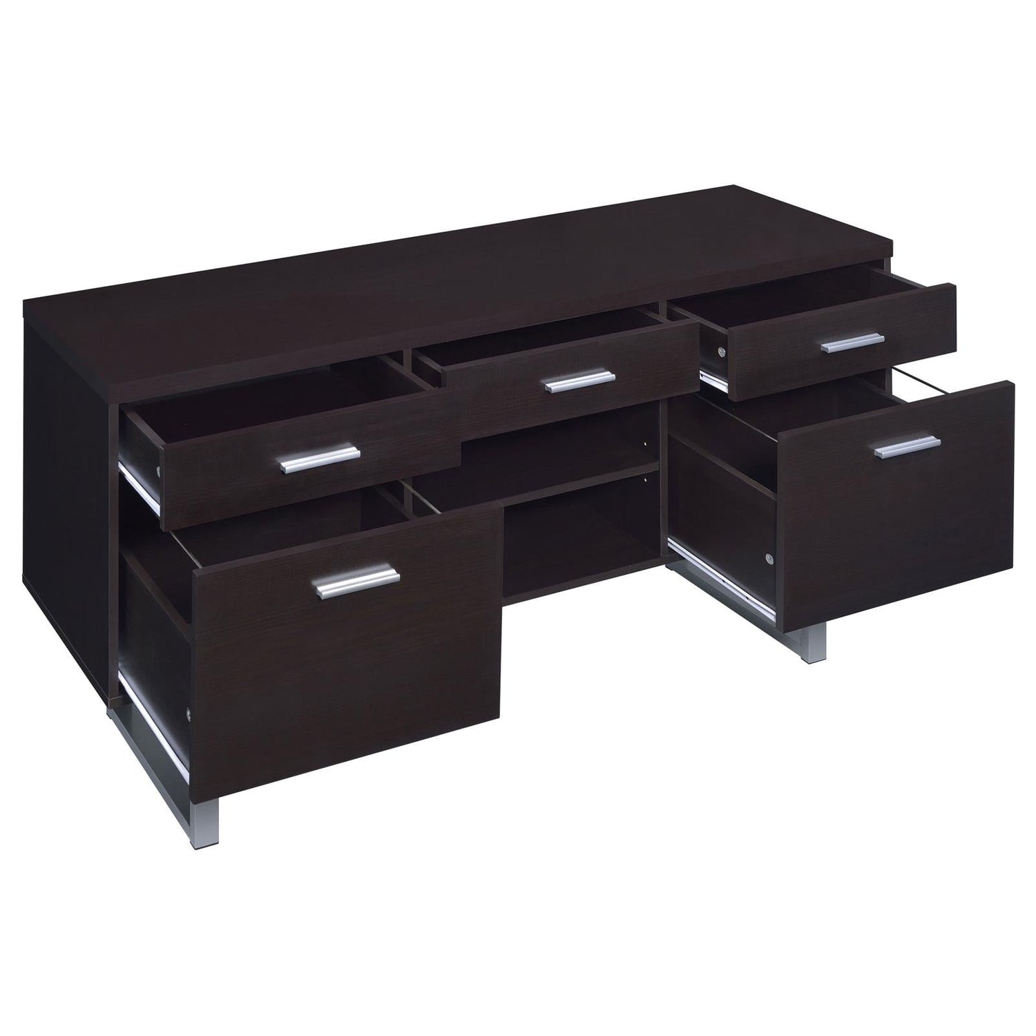 Lawtey Cappuccino 5-Drawer Credenza with Adjustable Shelf - 801522 - Bien Home Furniture & Electronics