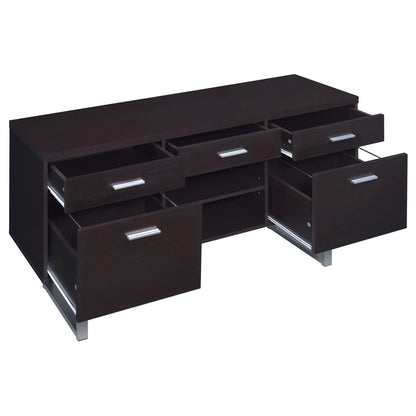 Lawtey Cappuccino 5-Drawer Credenza with Adjustable Shelf - 801522 - Bien Home Furniture &amp; Electronics