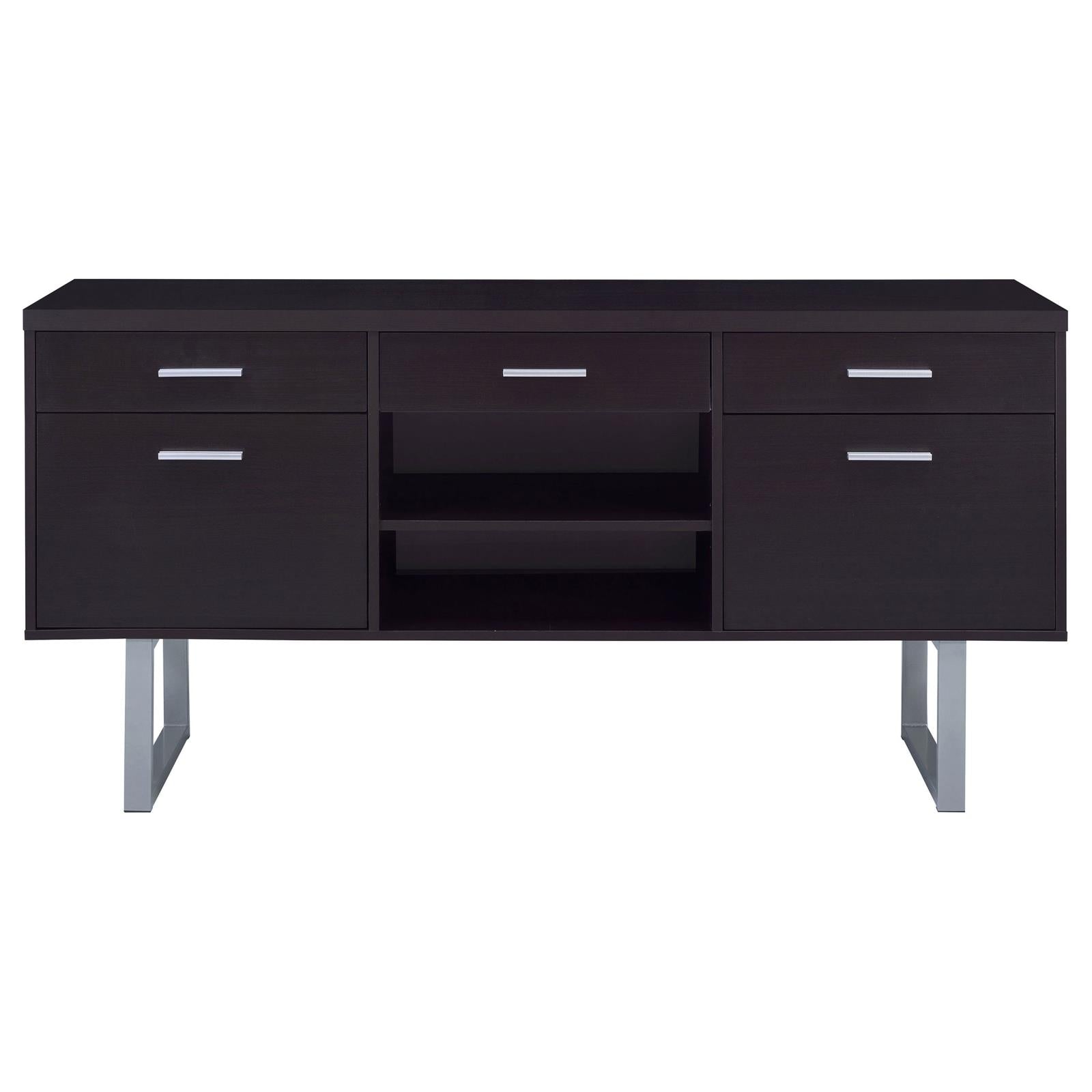 Lawtey Cappuccino 5-Drawer Credenza with Adjustable Shelf - 801522 - Bien Home Furniture & Electronics