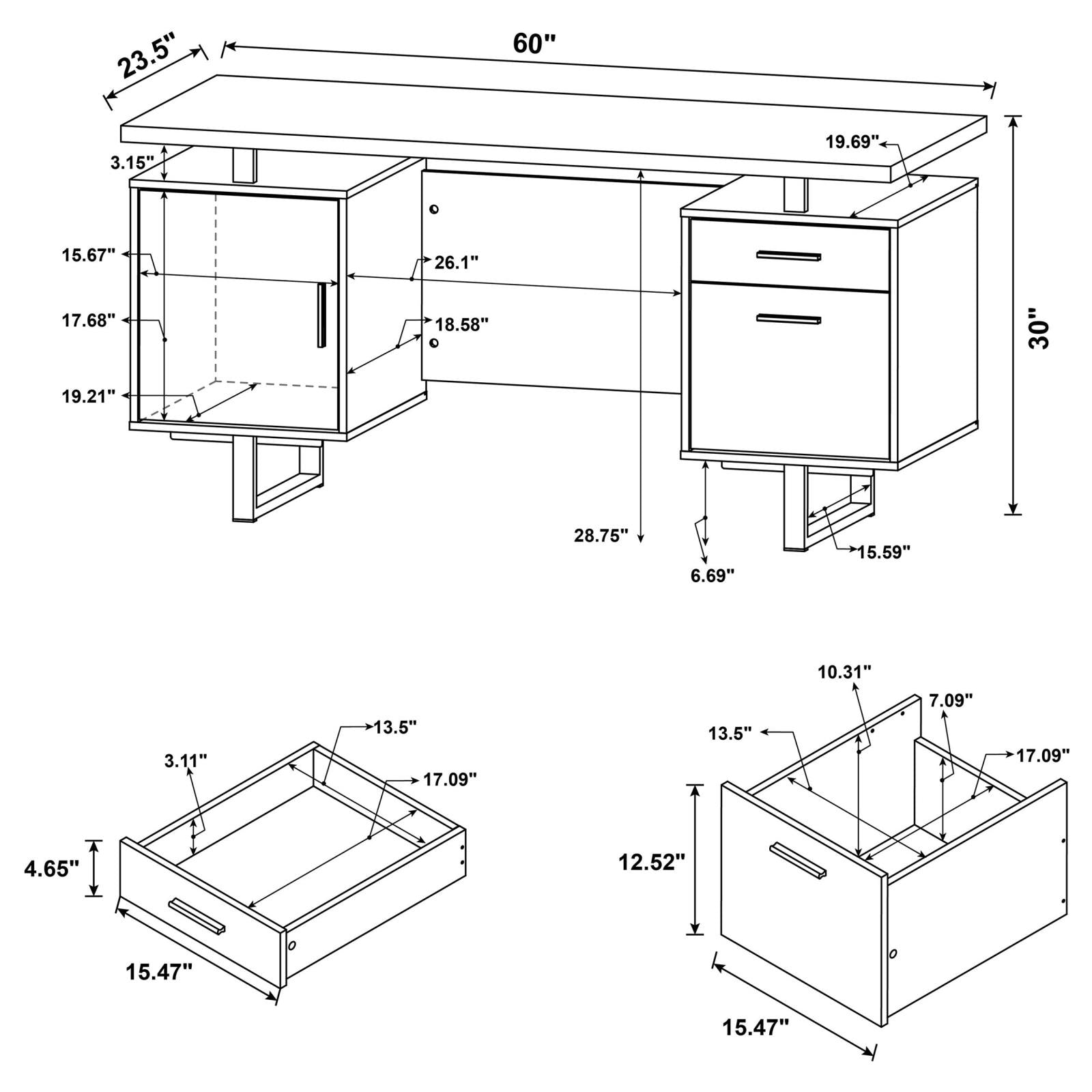 Lawtey Cappuccino Rectangular Storage Office Desk - 801521 - Bien Home Furniture &amp; Electronics