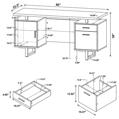 Lawtey Cappuccino Rectangular Storage Office Desk - 801521 - Bien Home Furniture &amp; Electronics