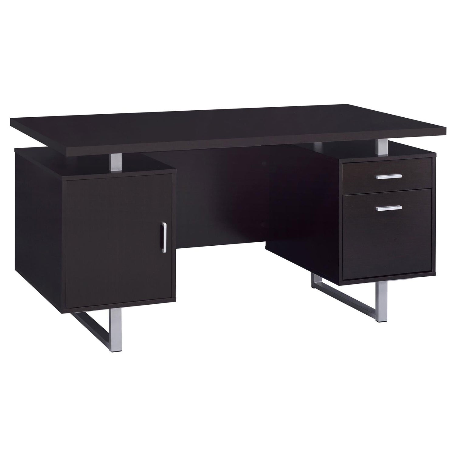 Lawtey Cappuccino Rectangular Storage Office Desk - 801521 - Bien Home Furniture & Electronics