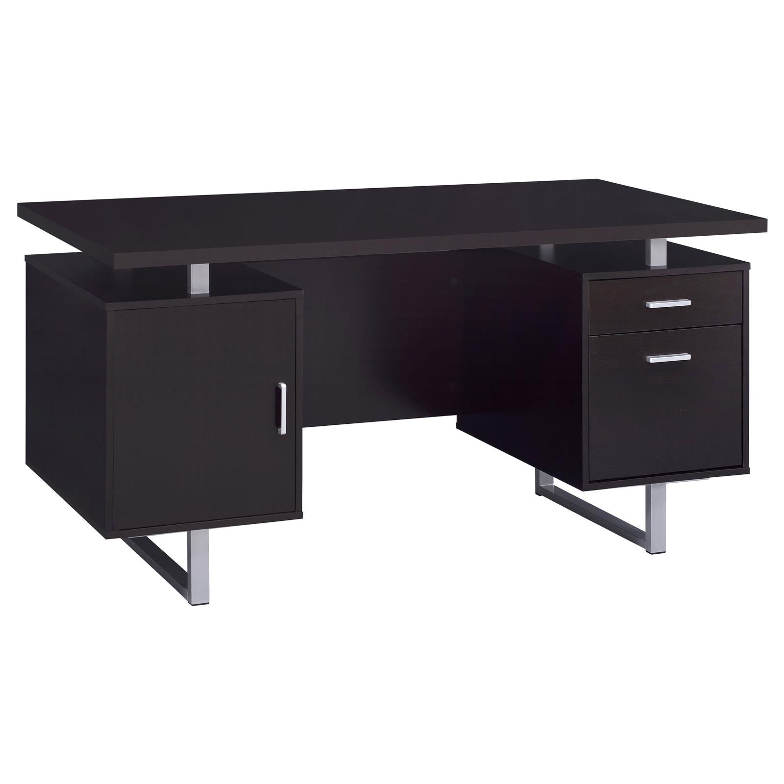 Lawtey Cappuccino Rectangular Storage Office Desk - 801521 - Bien Home Furniture &amp; Electronics