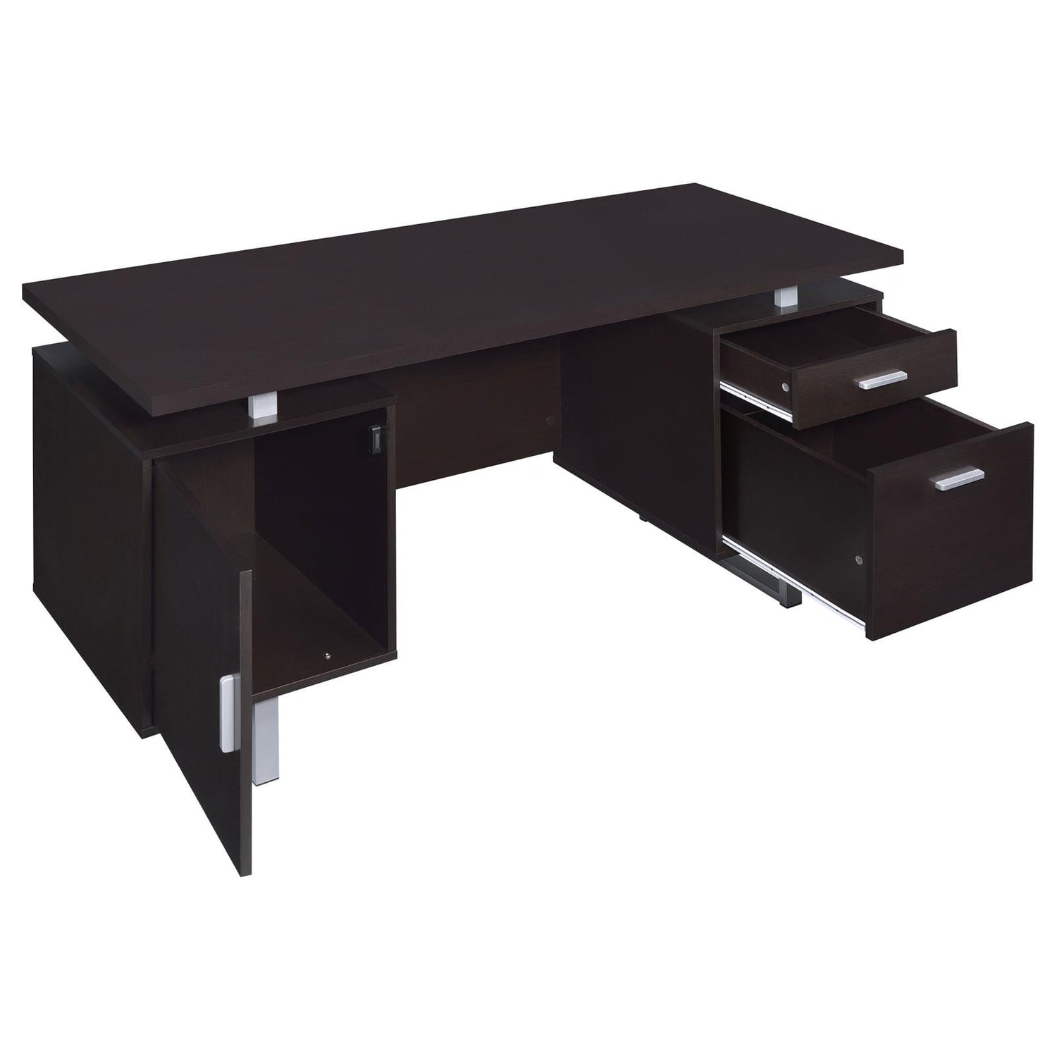 Lawtey Cappuccino Rectangular Storage Office Desk - 801521 - Bien Home Furniture & Electronics