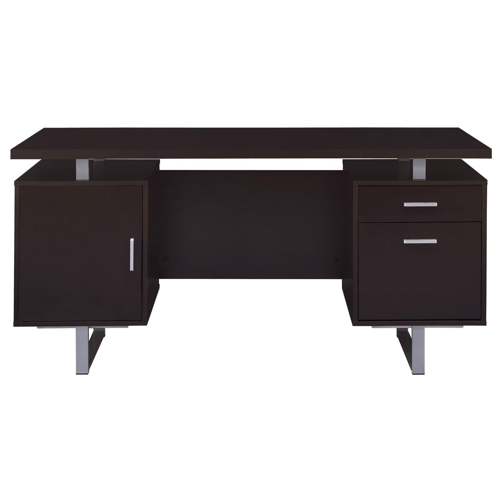 Lawtey Cappuccino Rectangular Storage Office Desk - 801521 - Bien Home Furniture & Electronics