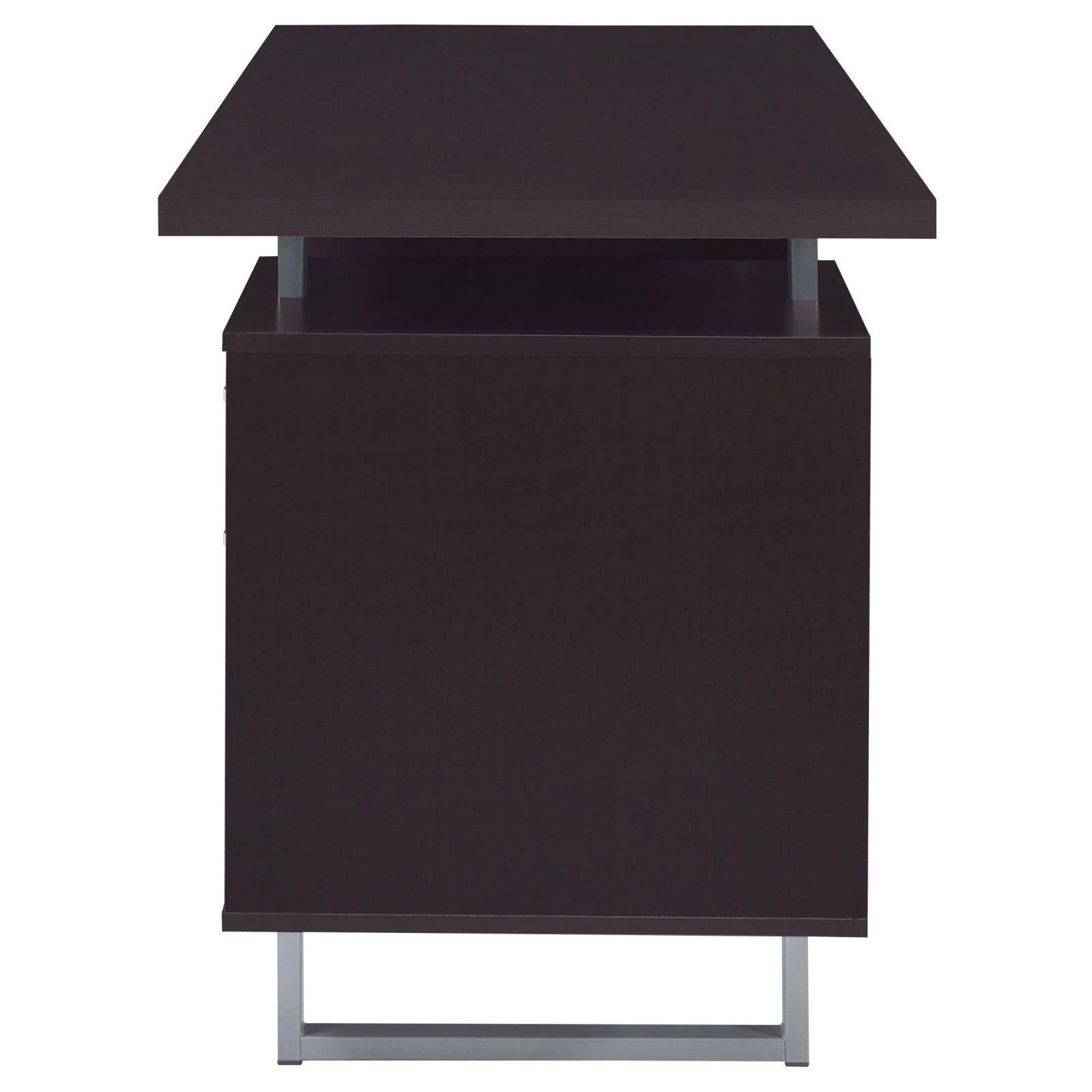 Lawtey Cappuccino Rectangular Storage Office Desk - 801521 - Bien Home Furniture & Electronics