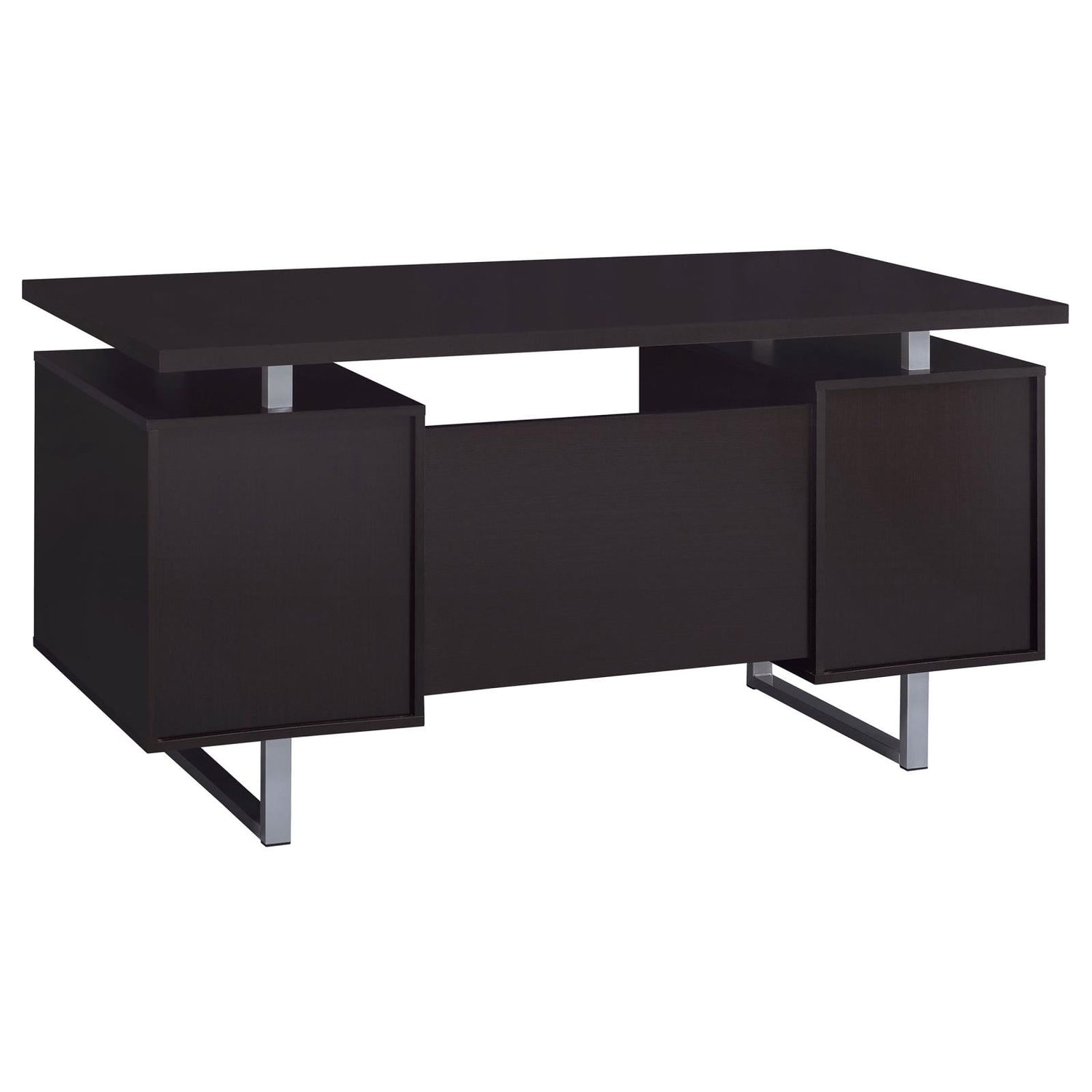 Lawtey Cappuccino Rectangular Storage Office Desk - 801521 - Bien Home Furniture & Electronics