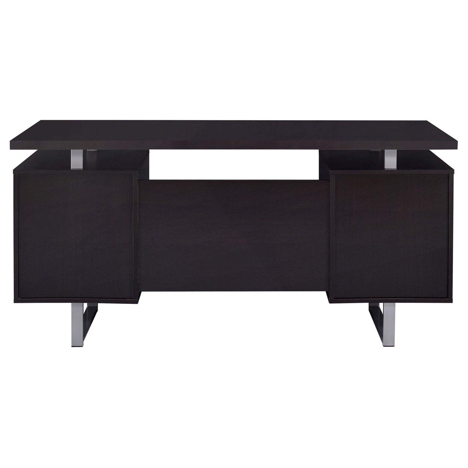 Lawtey Cappuccino Rectangular Storage Office Desk - 801521 - Bien Home Furniture & Electronics