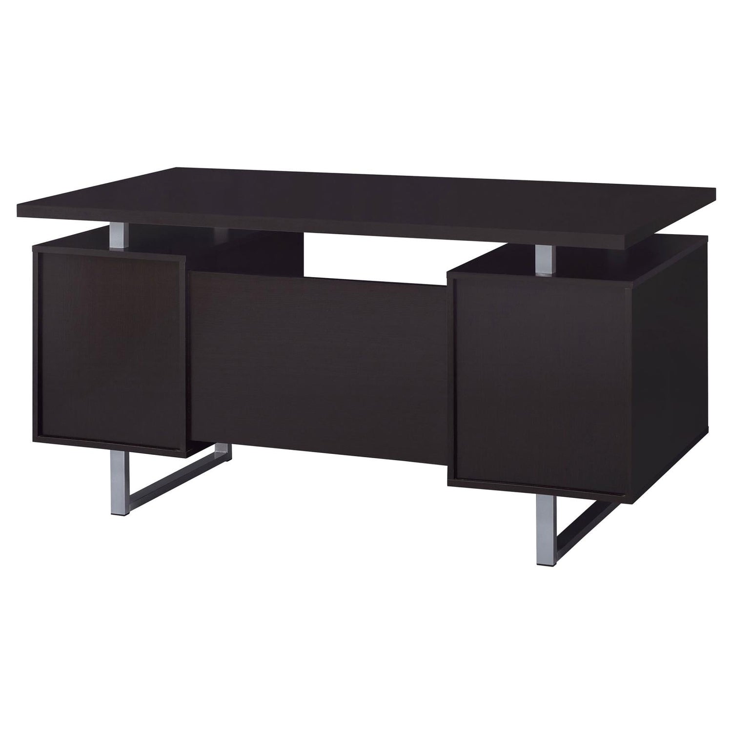 Lawtey Cappuccino Rectangular Storage Office Desk - 801521 - Bien Home Furniture & Electronics