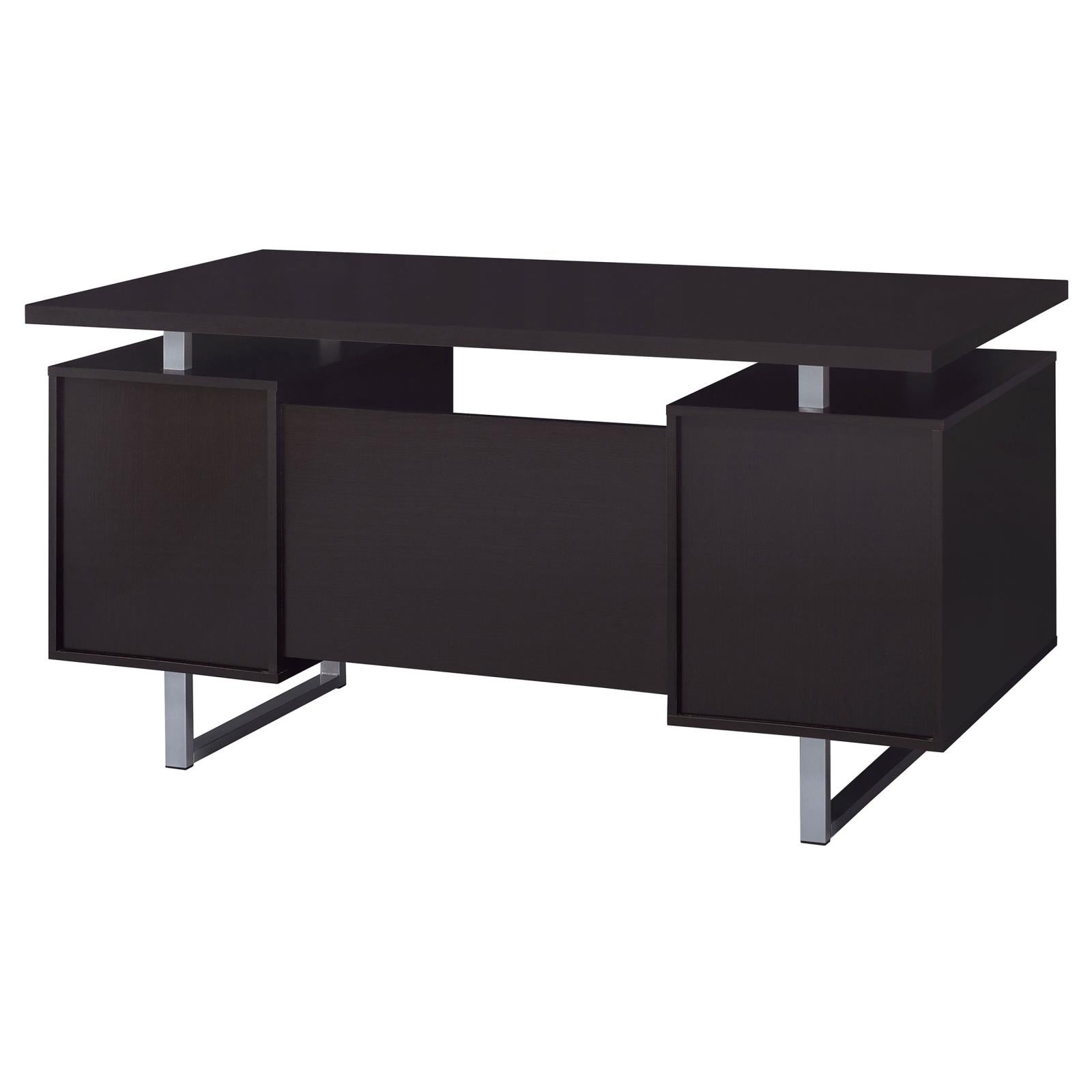 Lawtey Cappuccino Rectangular Storage Office Desk - 801521 - Bien Home Furniture &amp; Electronics