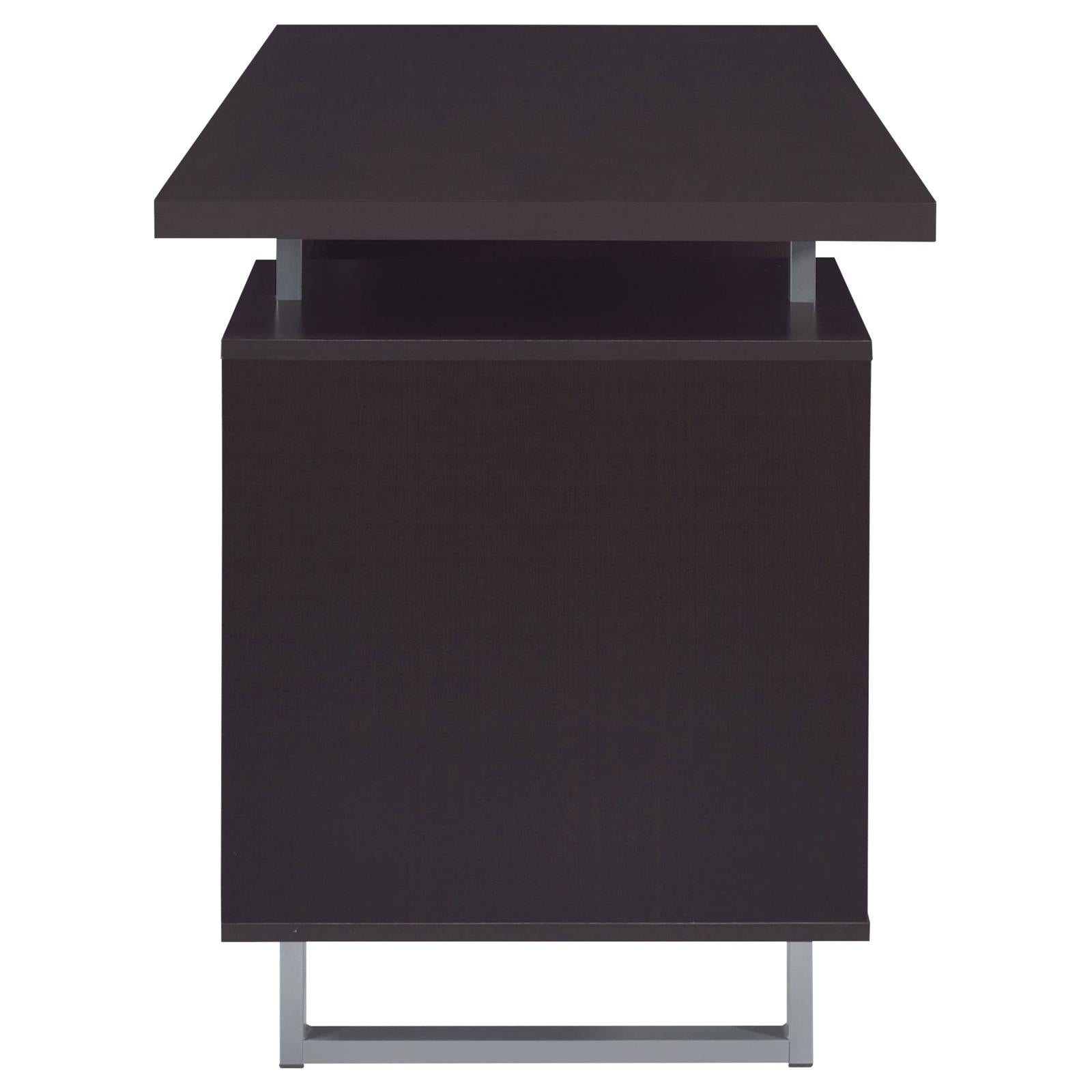 Lawtey Cappuccino Rectangular Storage Office Desk - 801521 - Bien Home Furniture & Electronics