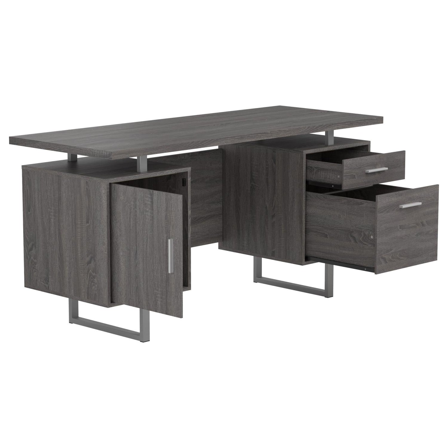 Lawtey Weathered Gray Floating Top Office Desk - 800521 - Bien Home Furniture & Electronics