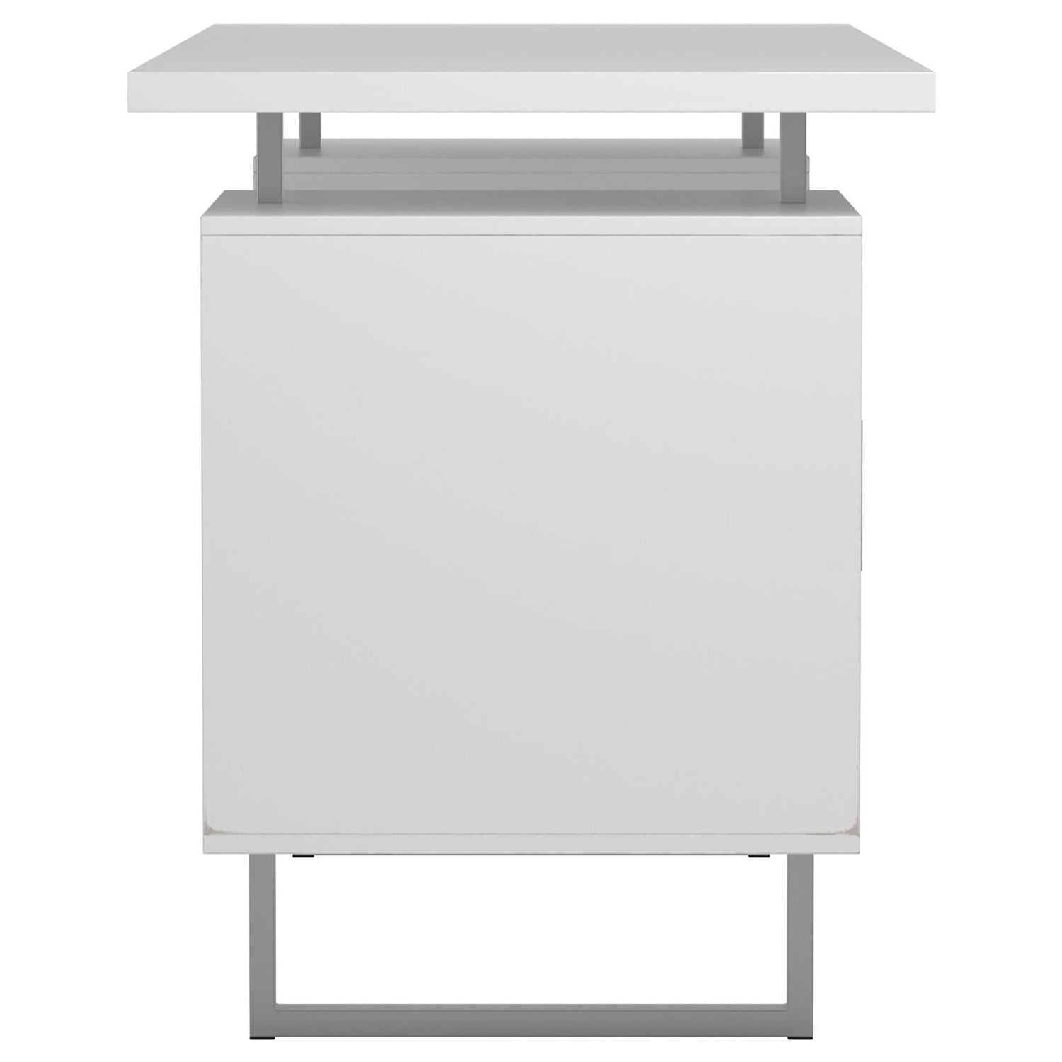 Lawtey White Gloss Floating Top Office Desk - 803521 - Bien Home Furniture & Electronics