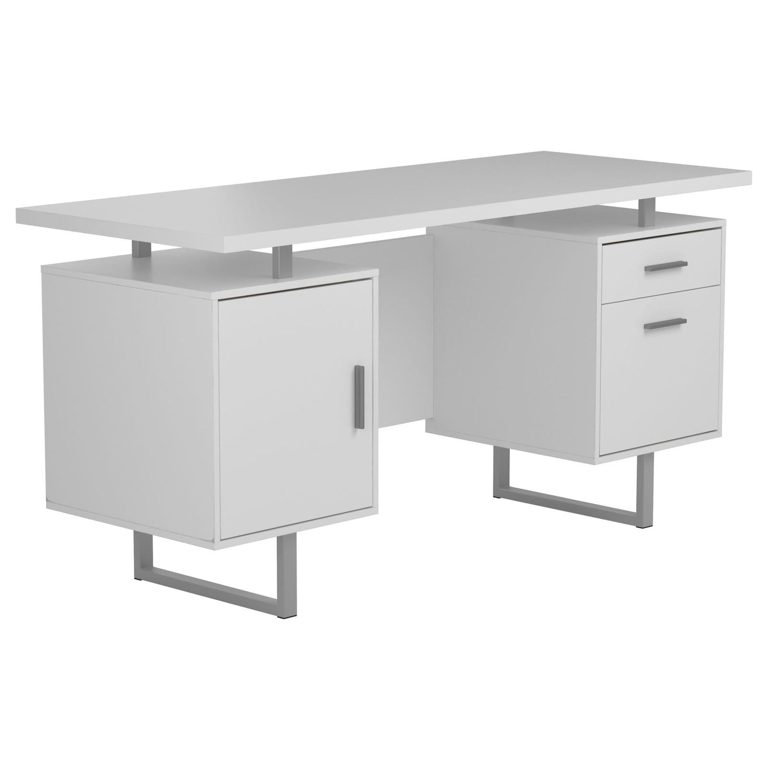 Lawtey White Gloss Floating Top Office Desk - 803521 - Bien Home Furniture & Electronics