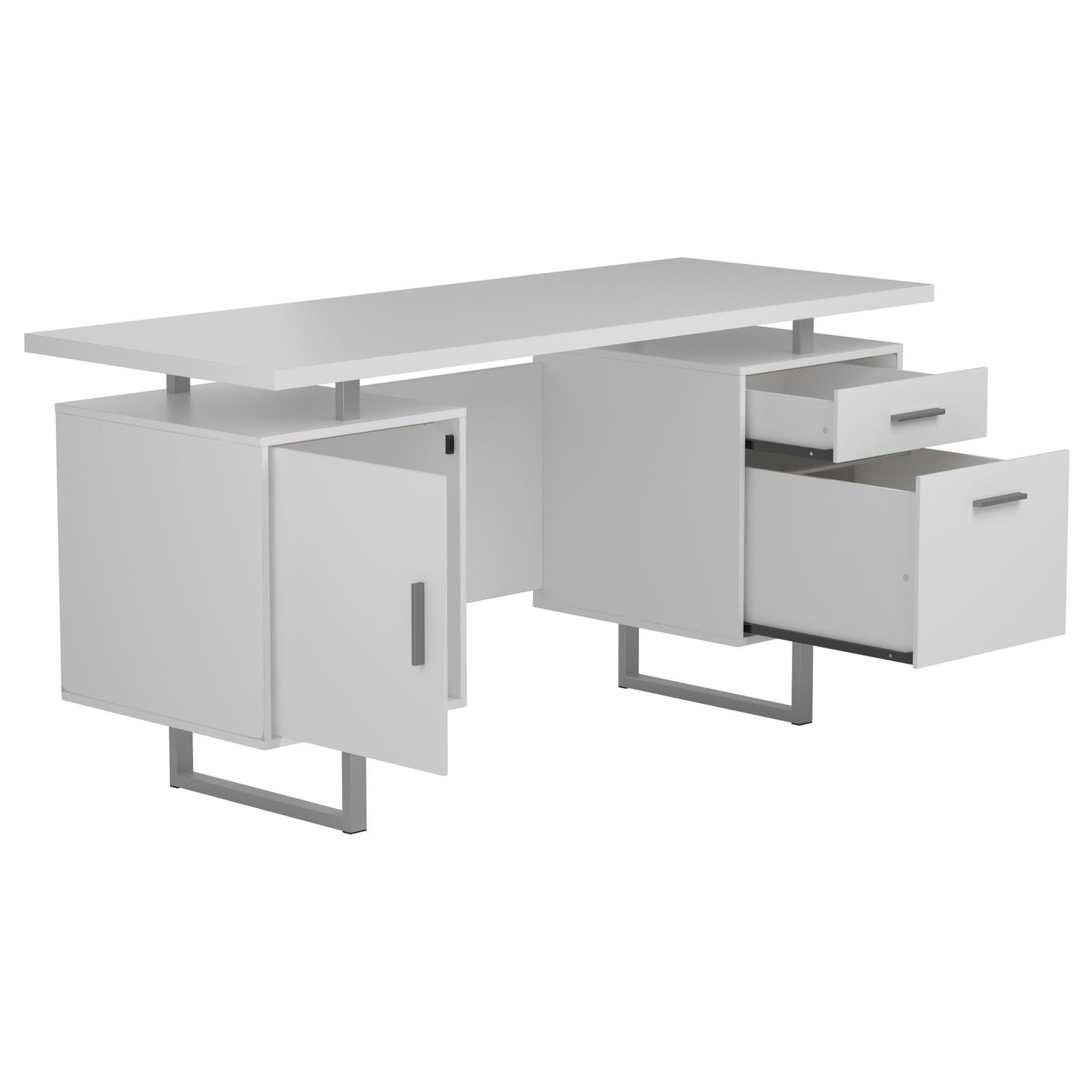 Lawtey White Gloss Floating Top Office Desk - 803521 - Bien Home Furniture & Electronics