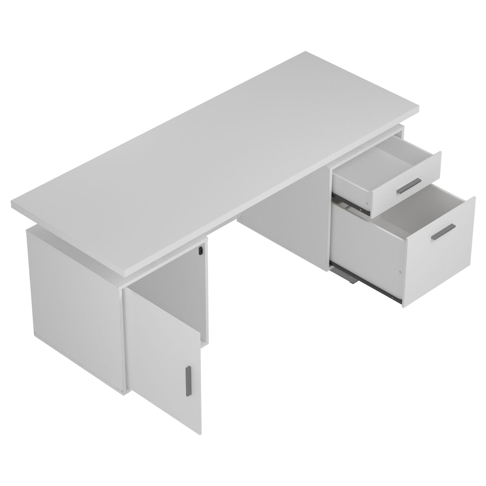 Lawtey White Gloss Floating Top Office Desk - 803521 - Bien Home Furniture & Electronics