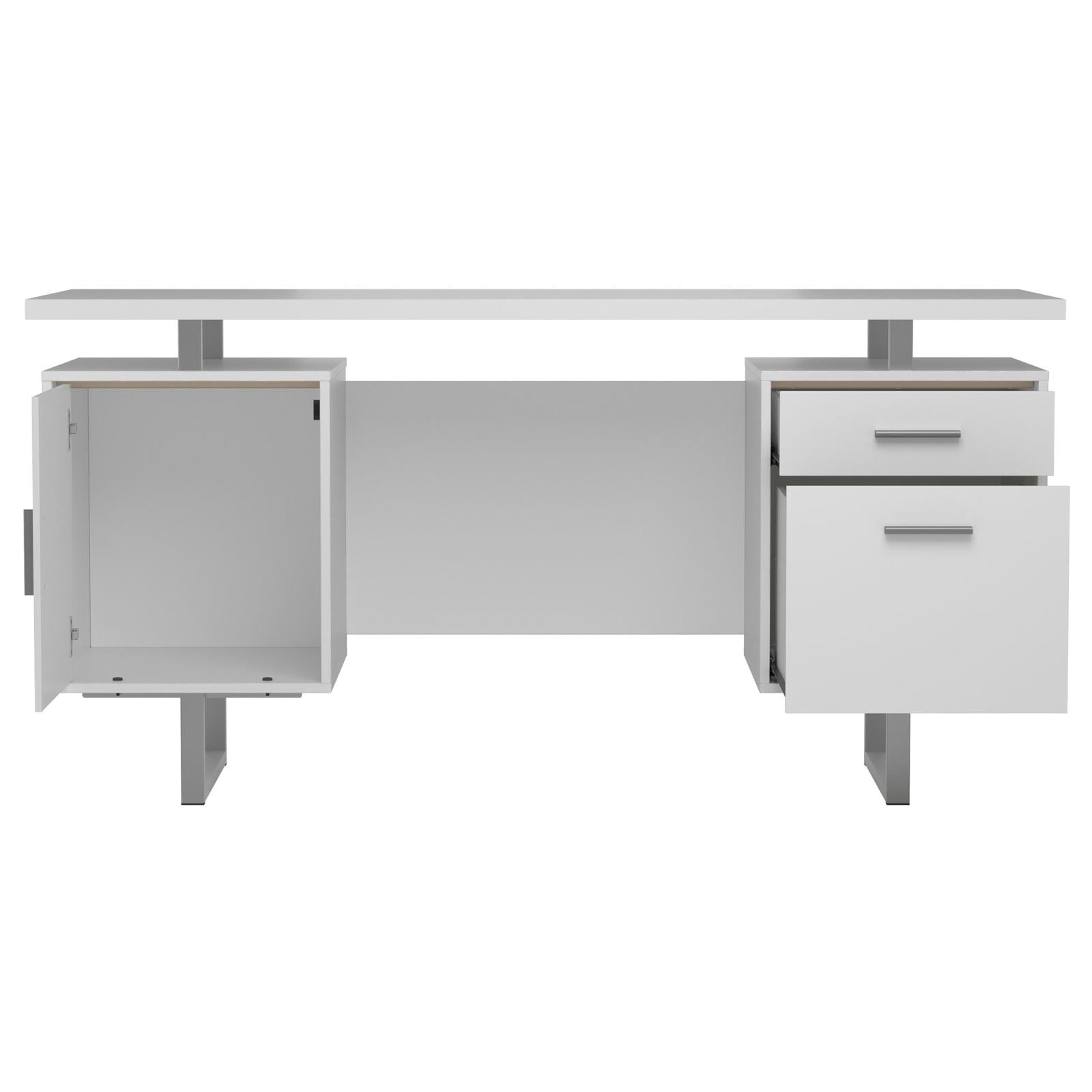 Lawtey White Gloss Floating Top Office Desk - 803521 - Bien Home Furniture & Electronics