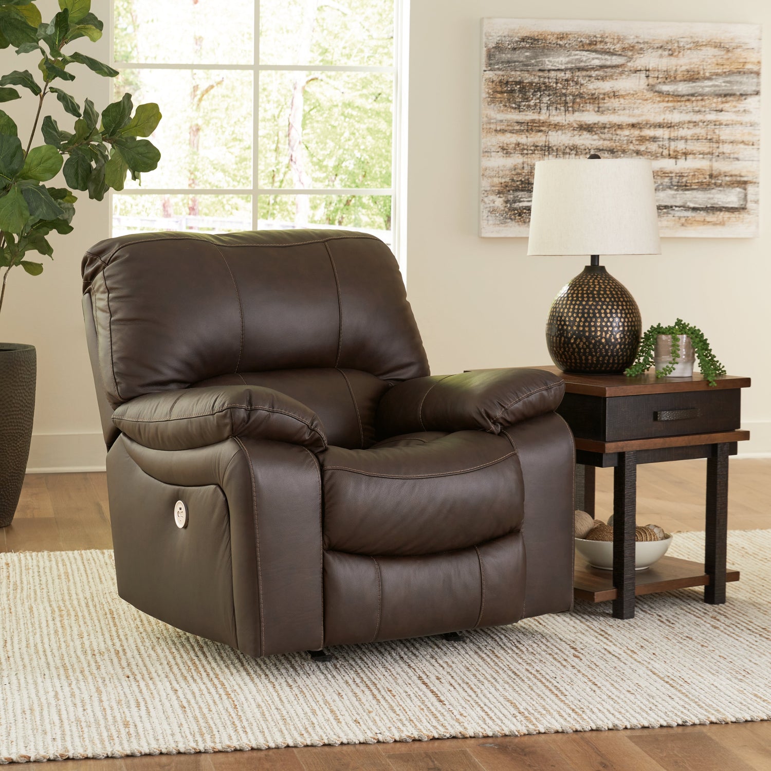 Leesworth Dark Brown Power Recliner - U4380898 - Bien Home Furniture & Electronics