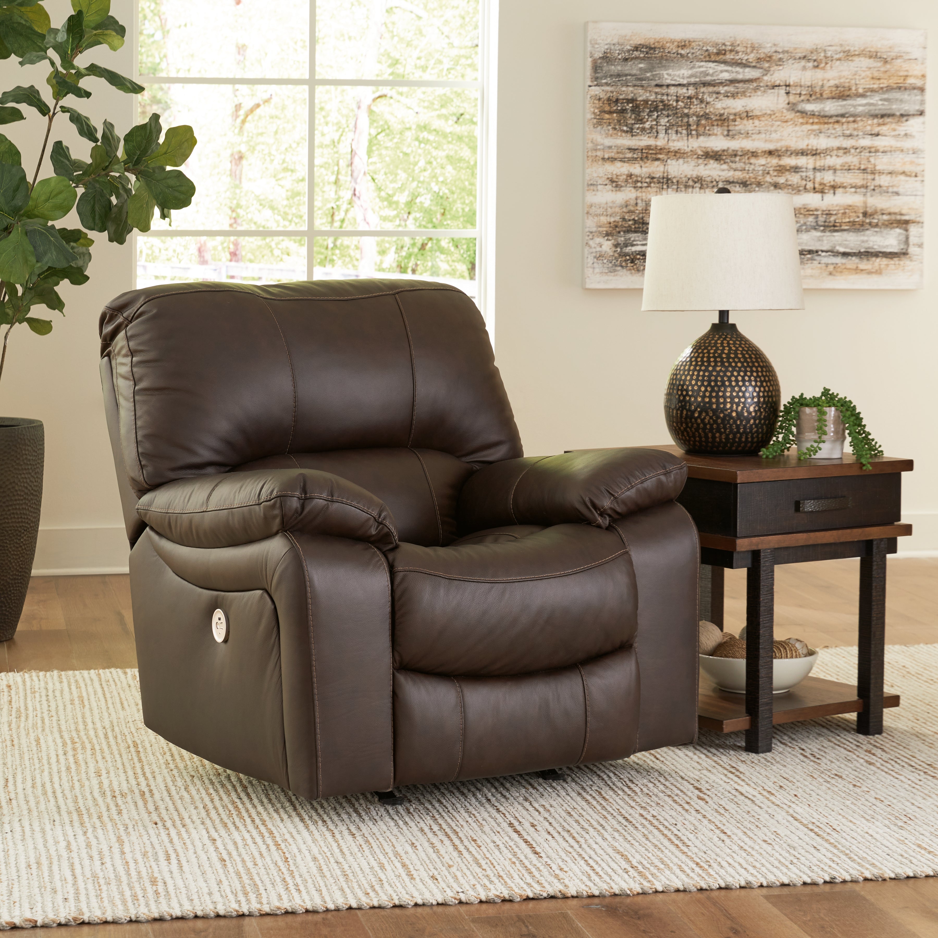 Leesworth Dark Brown Power Recliner - U4380898 - Bien Home Furniture & Electronics