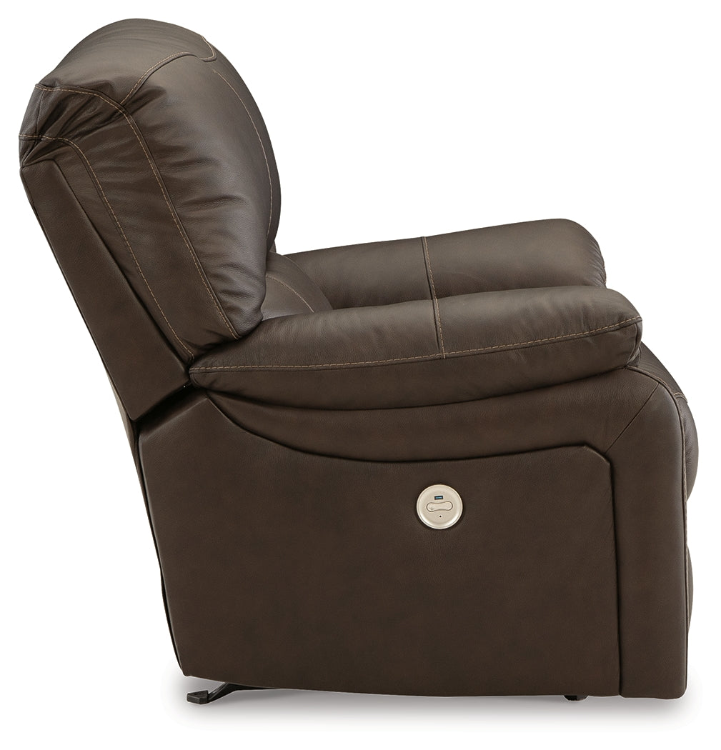 Leesworth Dark Brown Power Recliner - U4380898 - Bien Home Furniture & Electronics