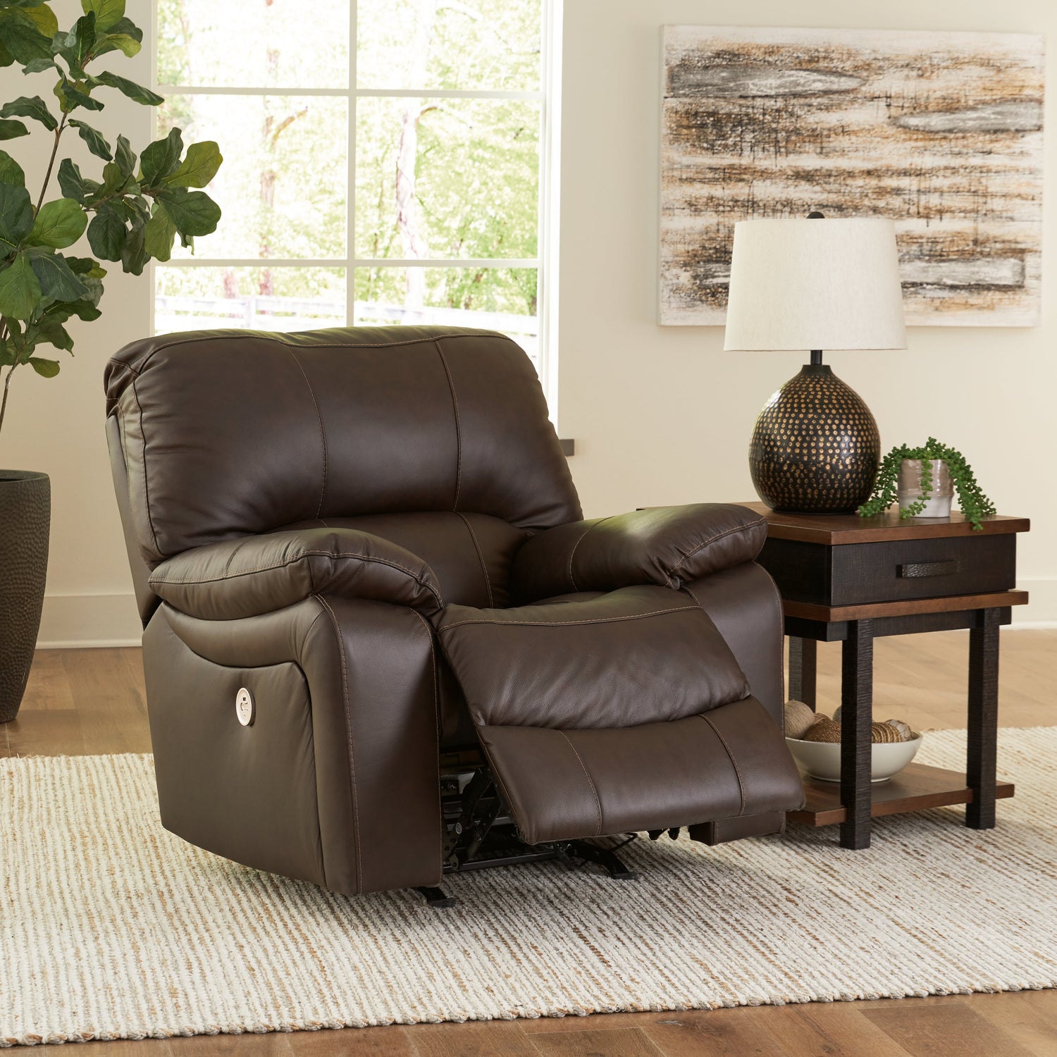 Leesworth Dark Brown Power Recliner - U4380898 - Bien Home Furniture & Electronics