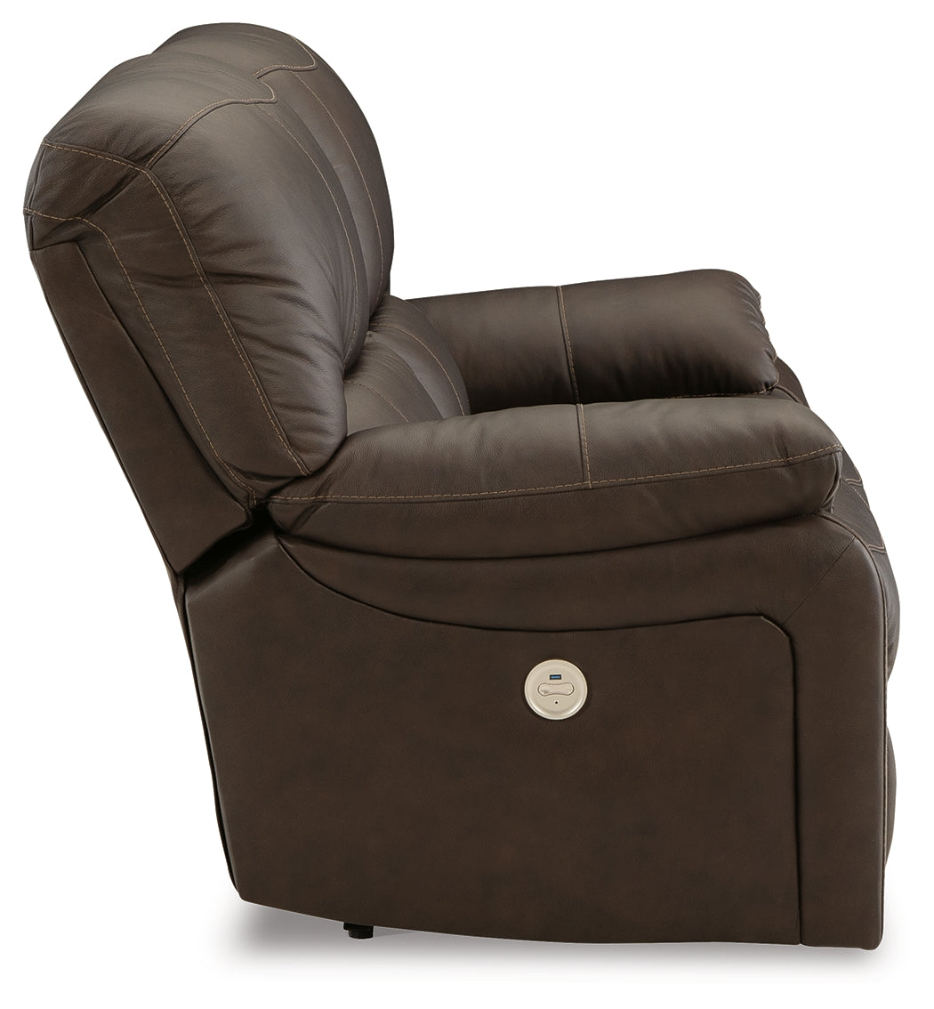 Leesworth Dark Brown Power Reclining Loveseat - U4380874 - Bien Home Furniture & Electronics
