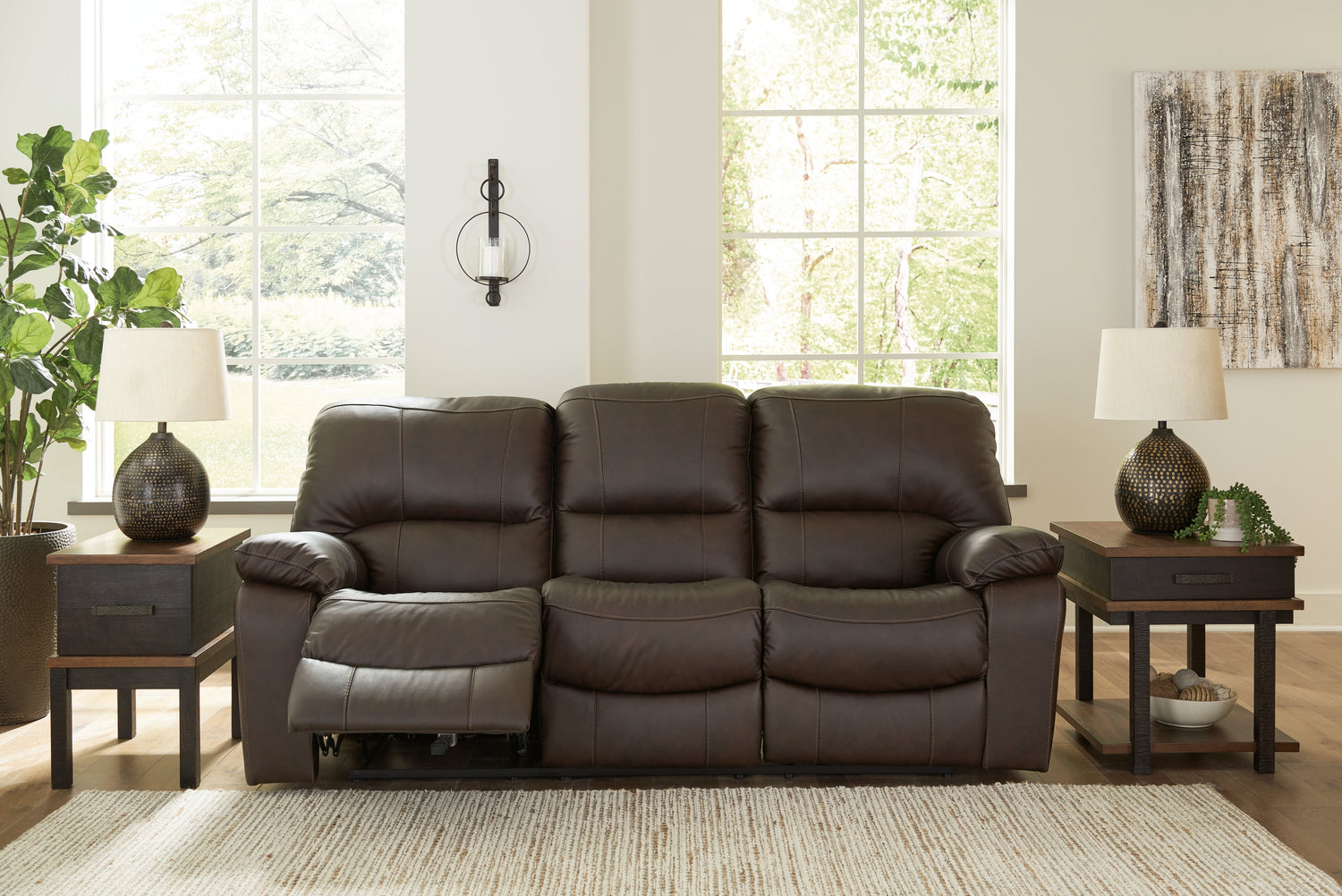 Leesworth Dark Brown Power Reclining Sofa - U4380887 - Bien Home Furniture & Electronics