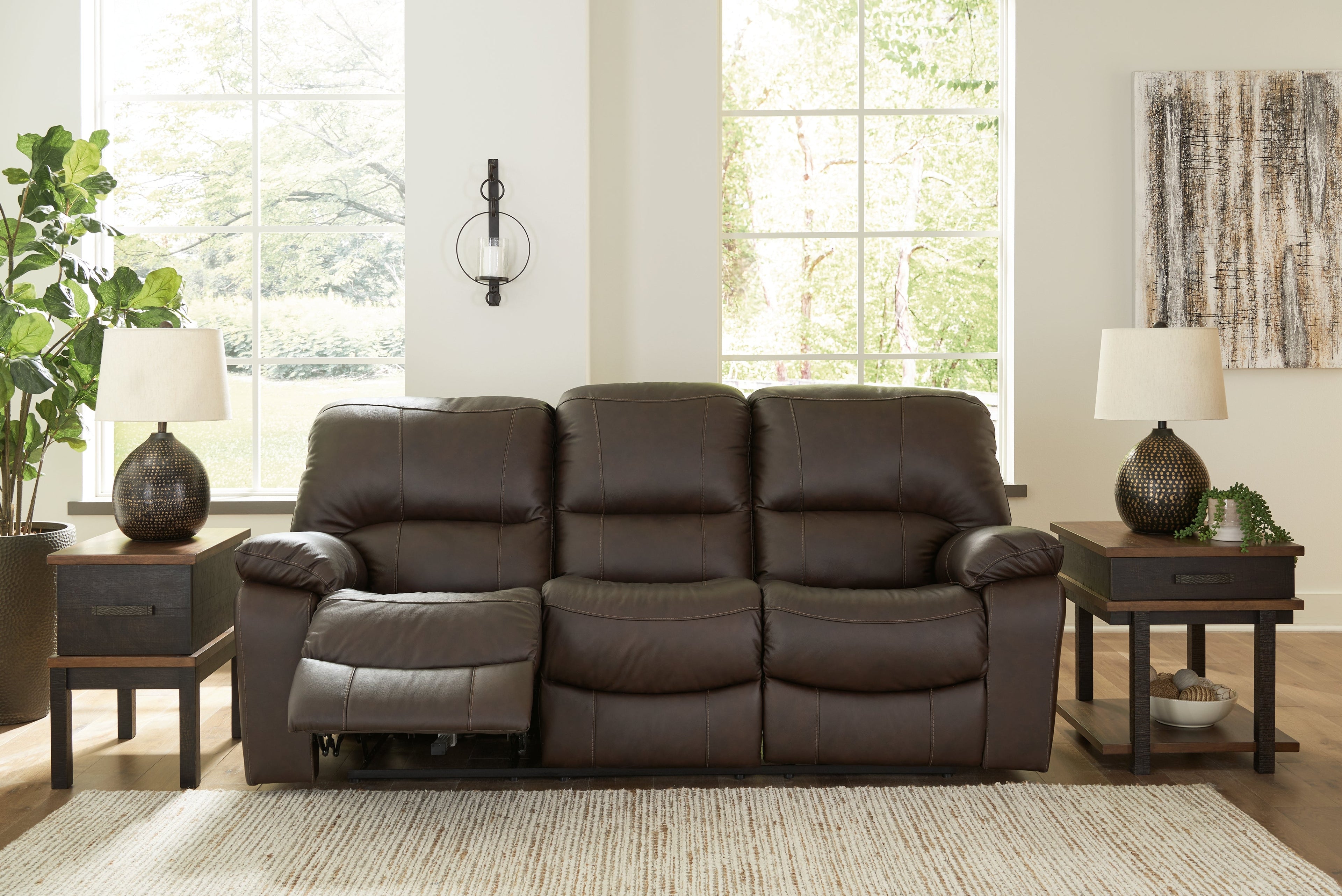Leesworth Dark Brown Power Reclining Sofa - U4380887 - Bien Home Furniture & Electronics