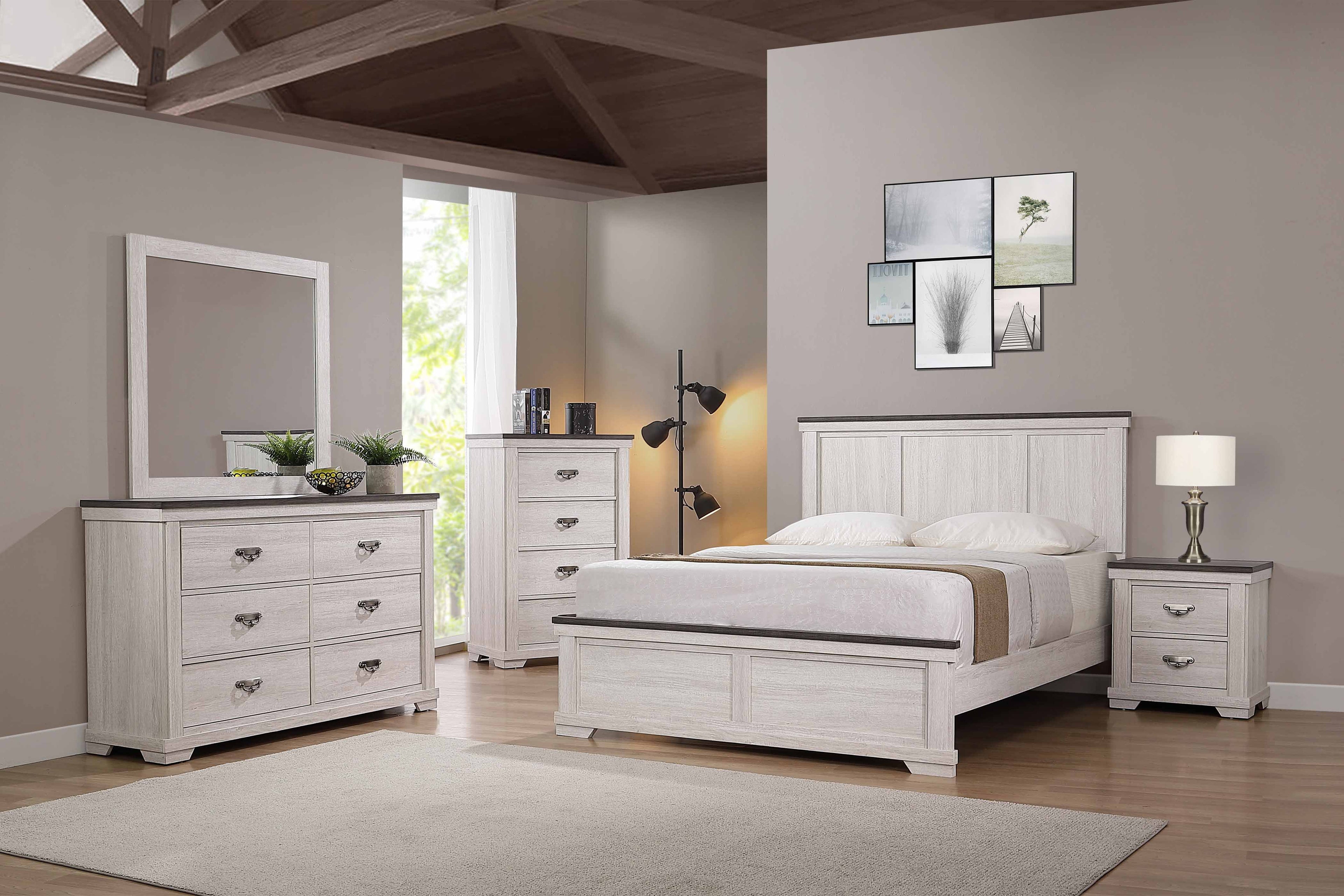 Leighton Cream/Brown King Panel Bed - SET | B8180-K-HBFB | B8180-KQ-RAIL - Bien Home Furniture &amp; Electronics