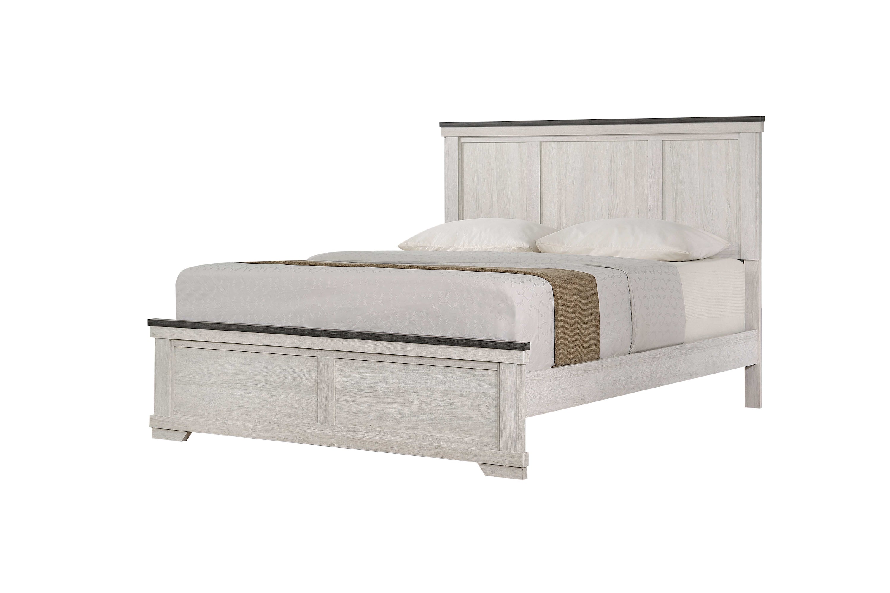 Leighton Cream/Brown Panel Bedroom Set - SET | B8180-Q-HBFB | B8180-KQ-RAIL | B8180-2 | B8180-4 - Bien Home Furniture & Electronics