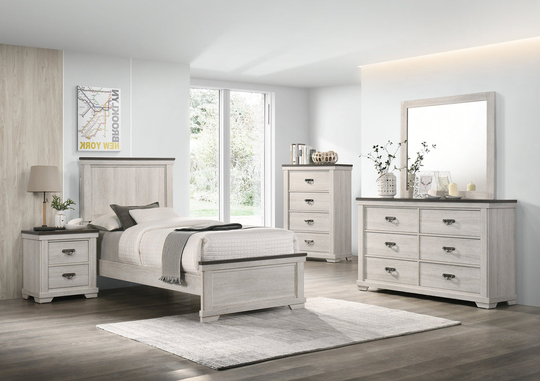 Leighton Cream/Brown Panel Youth Bedroom Set - SET | B8180-T-HBFB | B8180-FT-RAIL | B8180-2 | B8180-4 - Bien Home Furniture &amp; Electronics