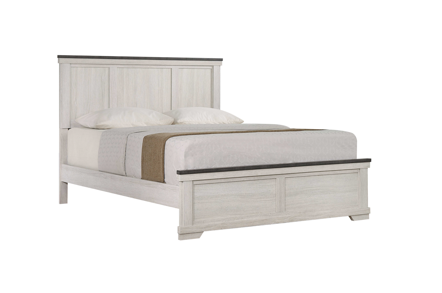 Leighton Cream/Brown Queen Panel Bed - SET | B8180-Q-HBFB | B8180-KQ-RAIL - Bien Home Furniture &amp; Electronics