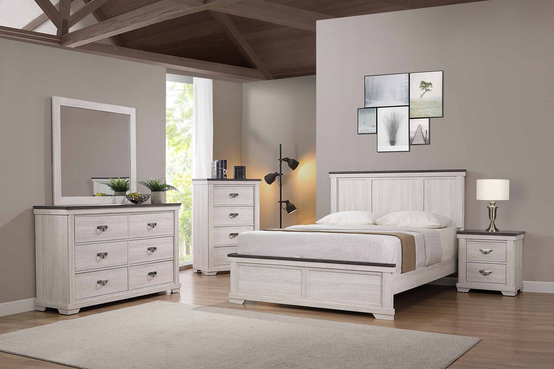 Leighton Cream/Brown Queen Panel Bed - SET | B8180-Q-HBFB | B8180-KQ-RAIL - Bien Home Furniture &amp; Electronics
